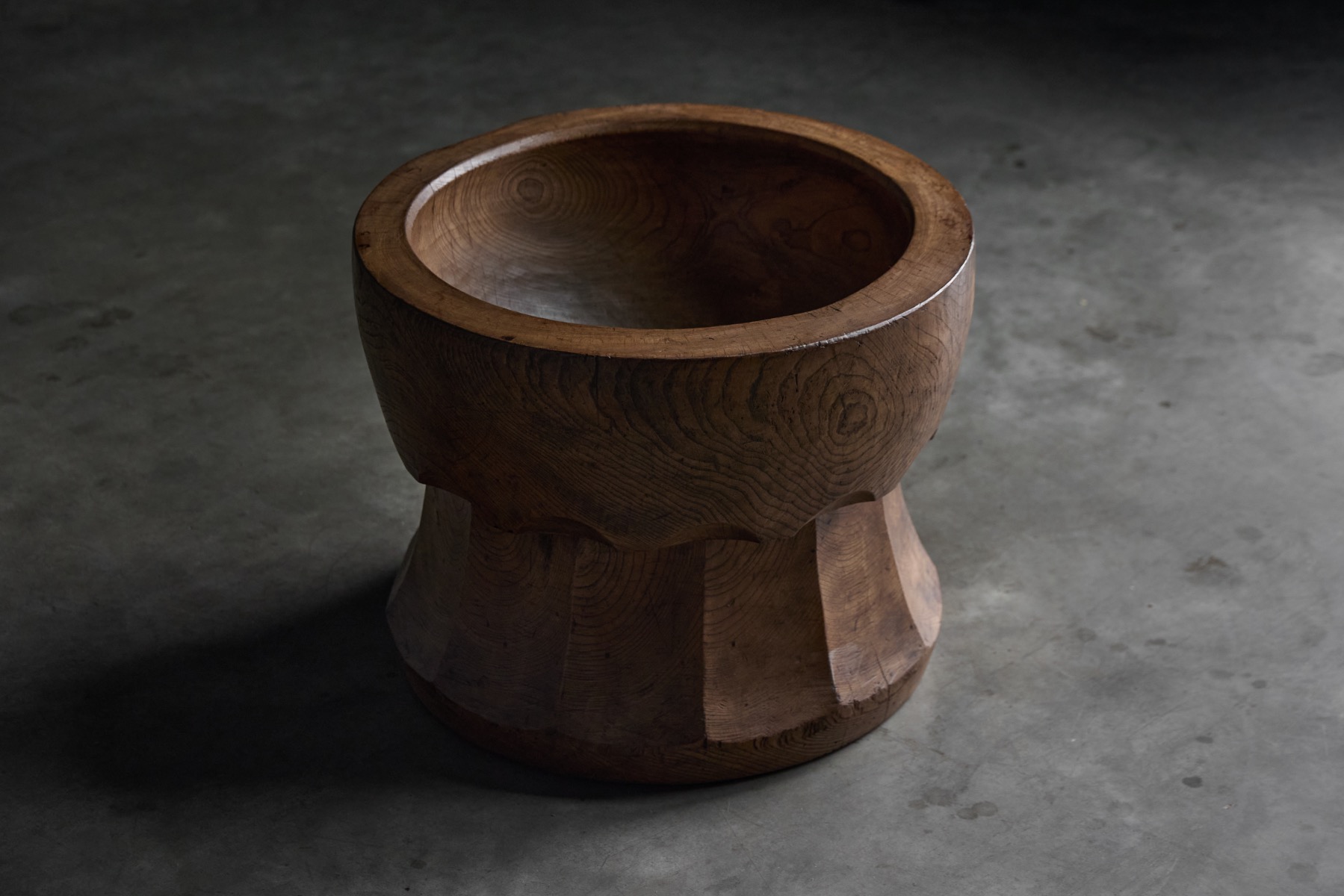 Hand-Carved 'Usu' Wooden Mortar, Japan - Early 20th Century