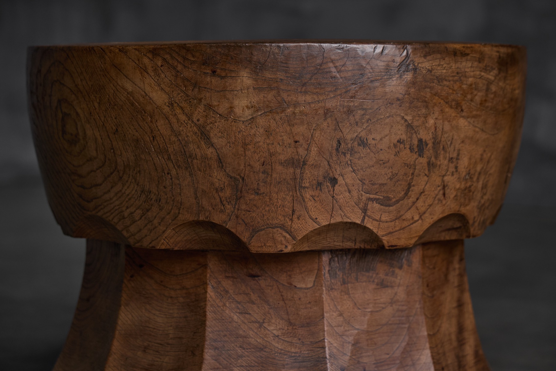Hand-Carved 'Usu' Wooden Mortar, Japan - Early 20th Century