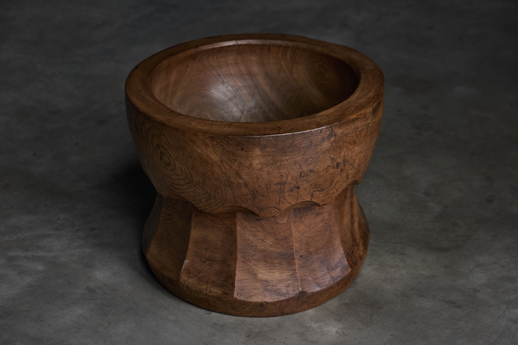 Hand-Carved 'Usu' Wooden Mortar, Japan - Early 20th Century