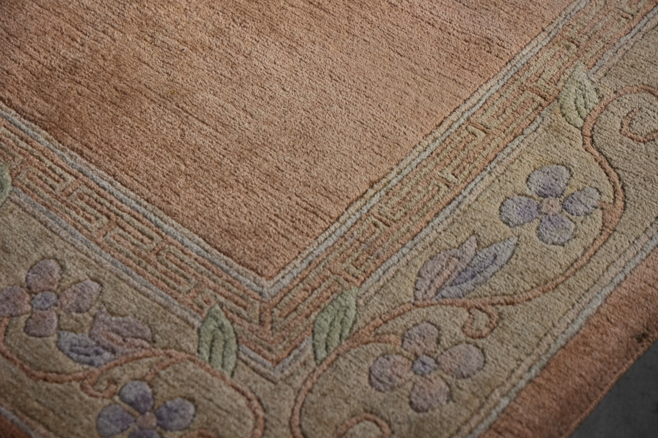 Anatolian Hand-Knotted Wool Rug with Floral Border, Turkey - 20th Century