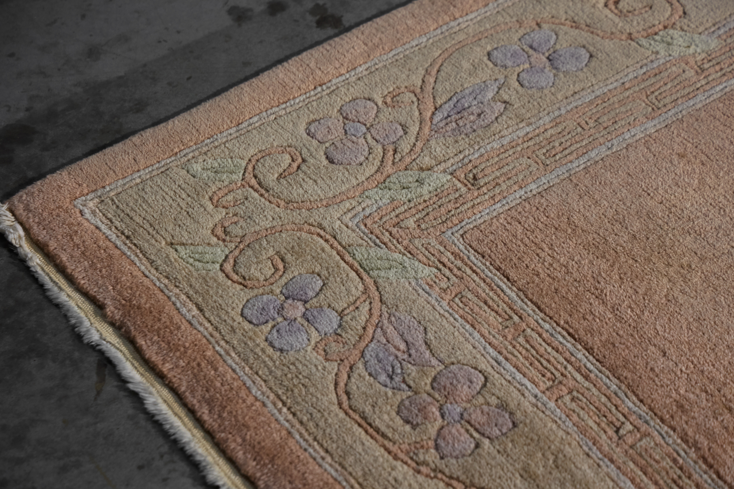 Anatolian Hand-Knotted Wool Rug with Floral Border, Turkey - 20th Century