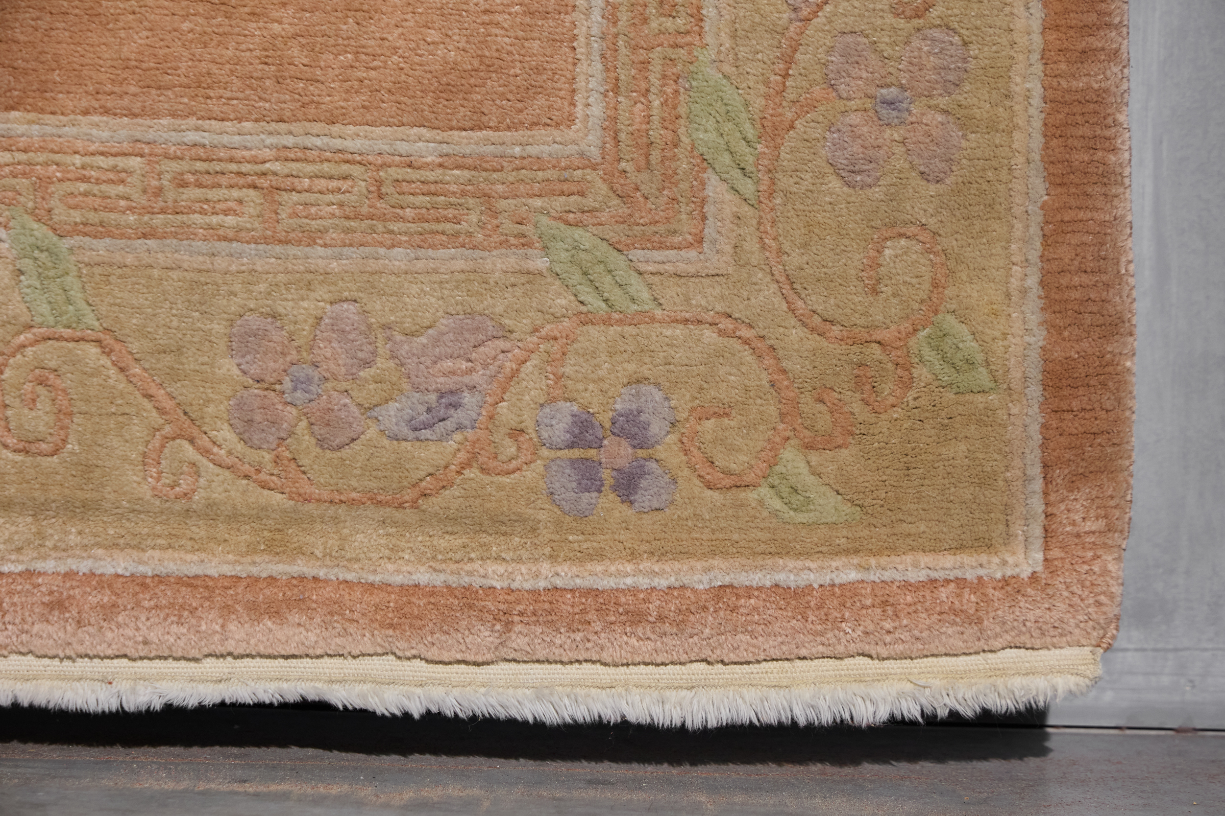 Anatolian Hand-Knotted Wool Rug with Floral Border, Turkey - 20th Century