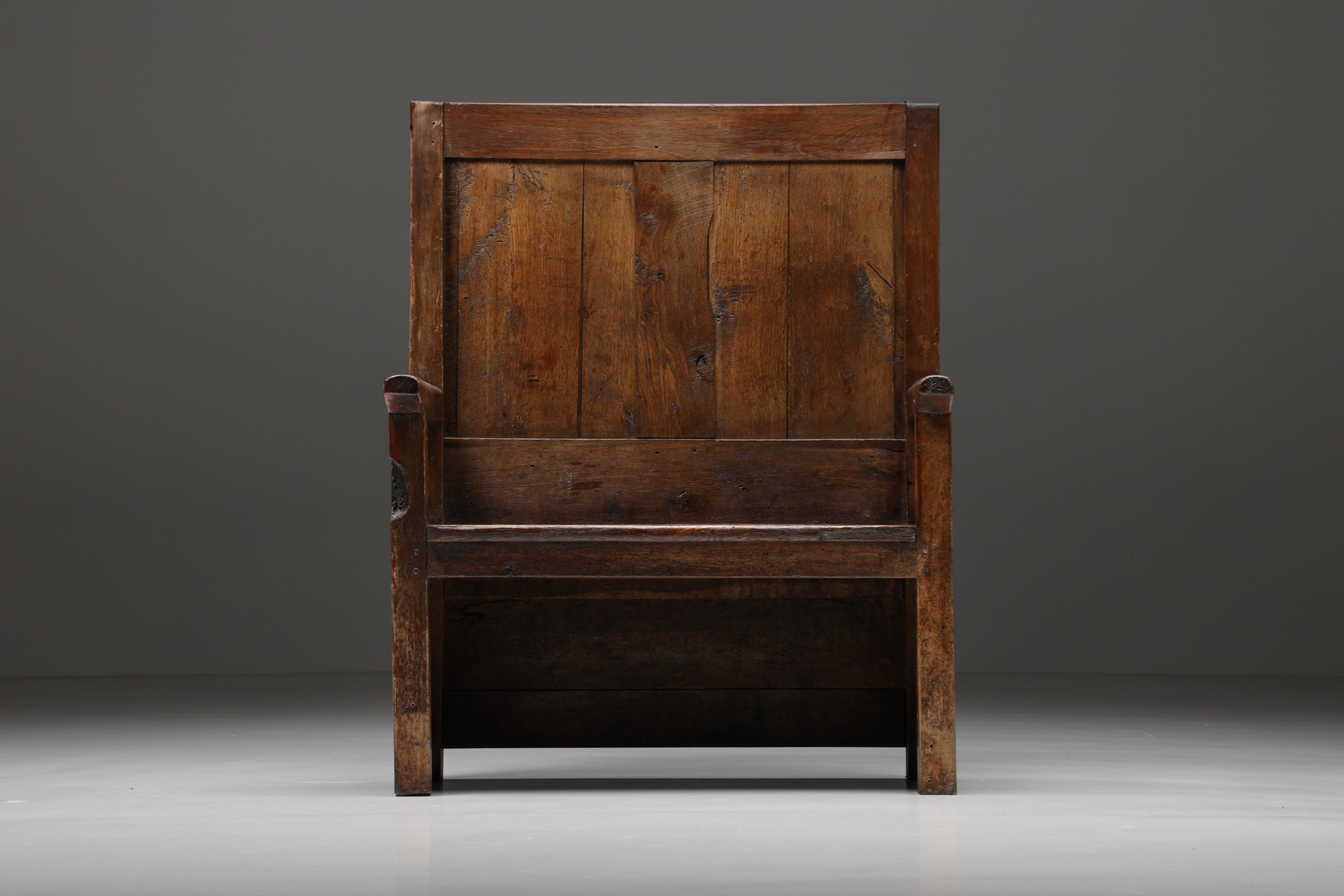 High Back Wooden Wabi-Sabi Pray Bench - 1880's