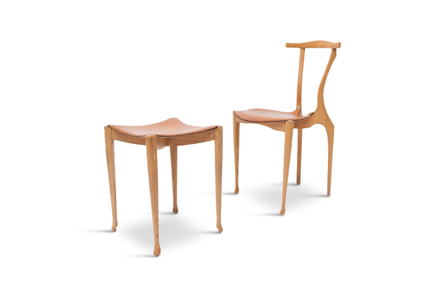 Oak And Cognac Leather Chair And Ottoman, Oscar Tusquets Gaulino -1980s