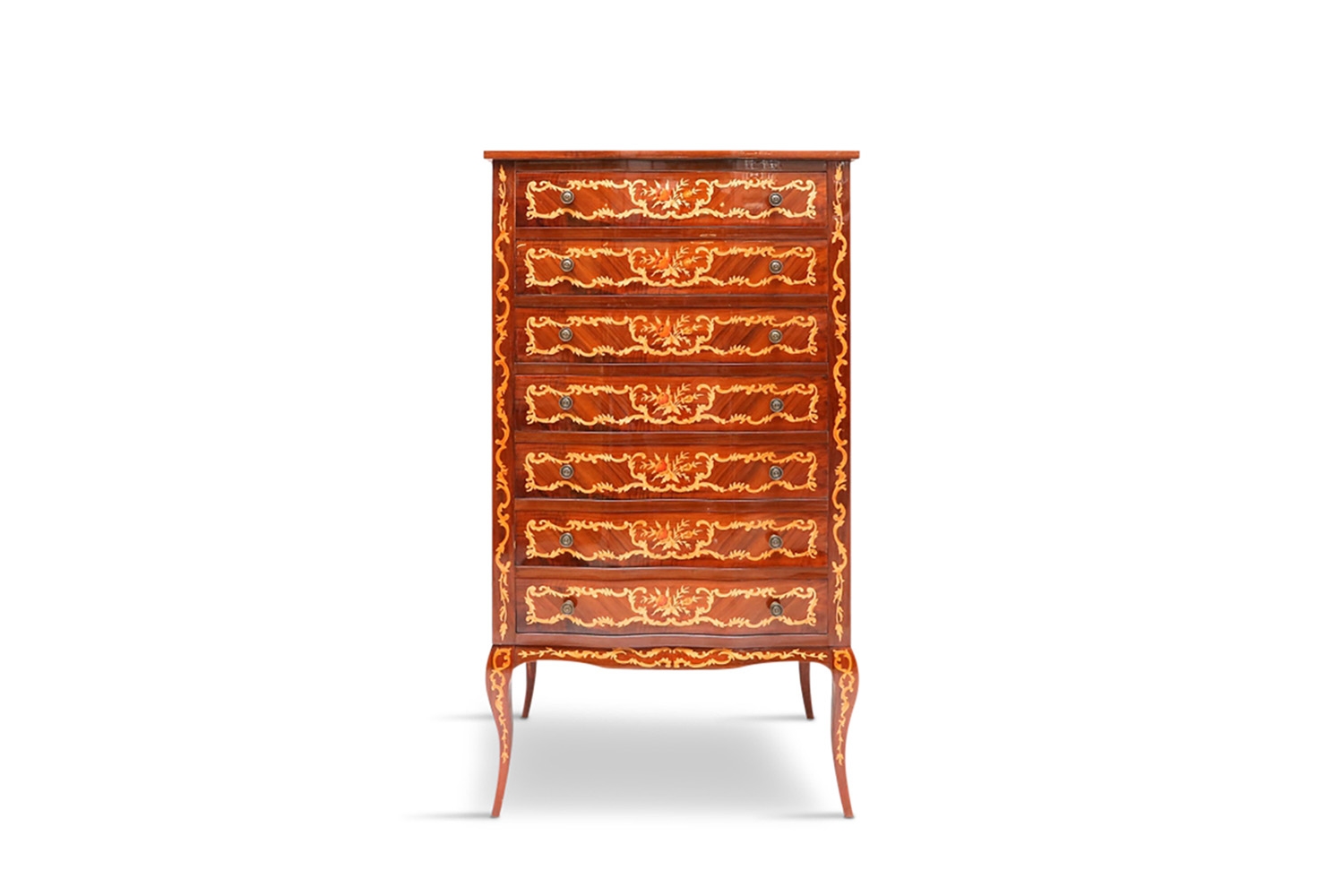 French Louis XV Style Marquetry Lingerie Chest - 1950s