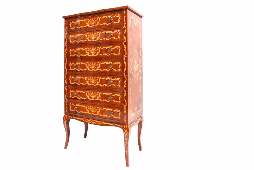 French Louis XV Style Marquetry Lingerie Chest - 1950s