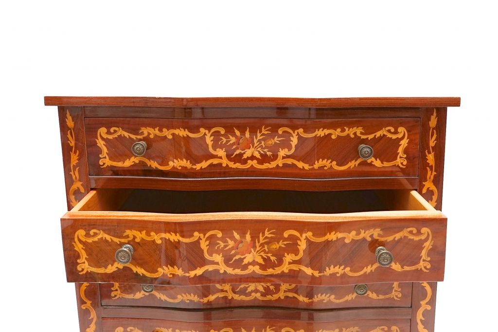 French Louis XV Style Marquetry Lingerie Chest - 1950s