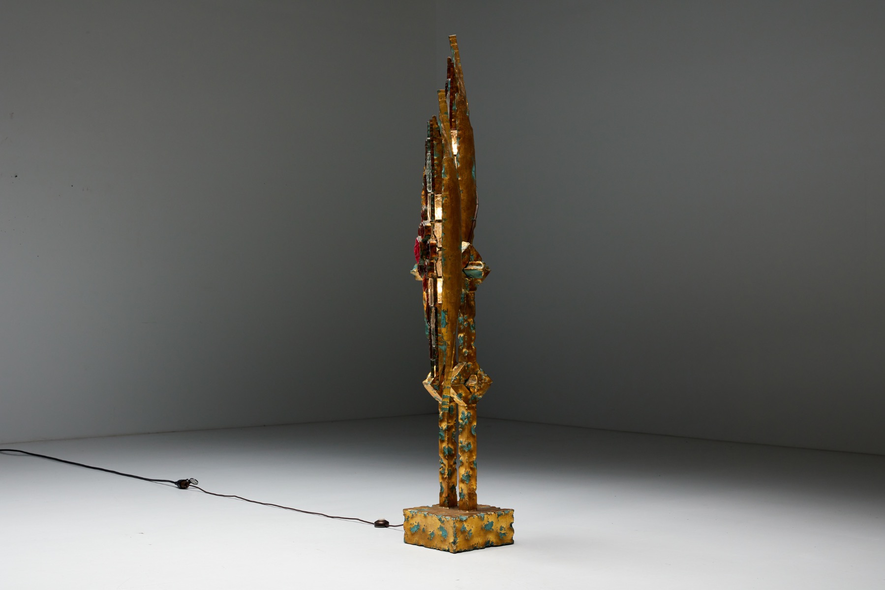 Brutalist Floor Lamp by Longobard in Murano Glass - 1970s