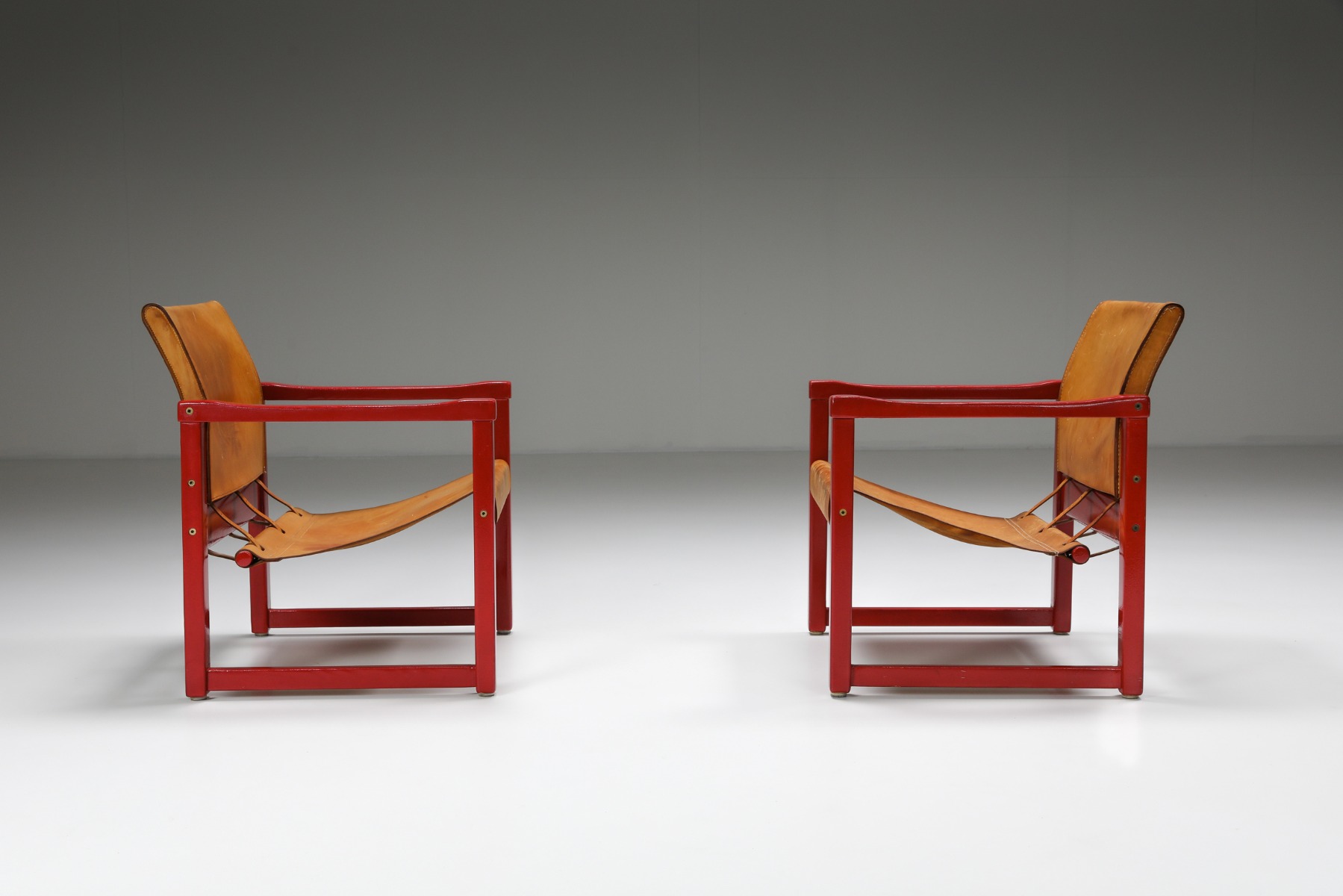 Set of Cognac Leather Karin Mobring Safari Chair Model Diana by Ikea in Sweden - 1970's
