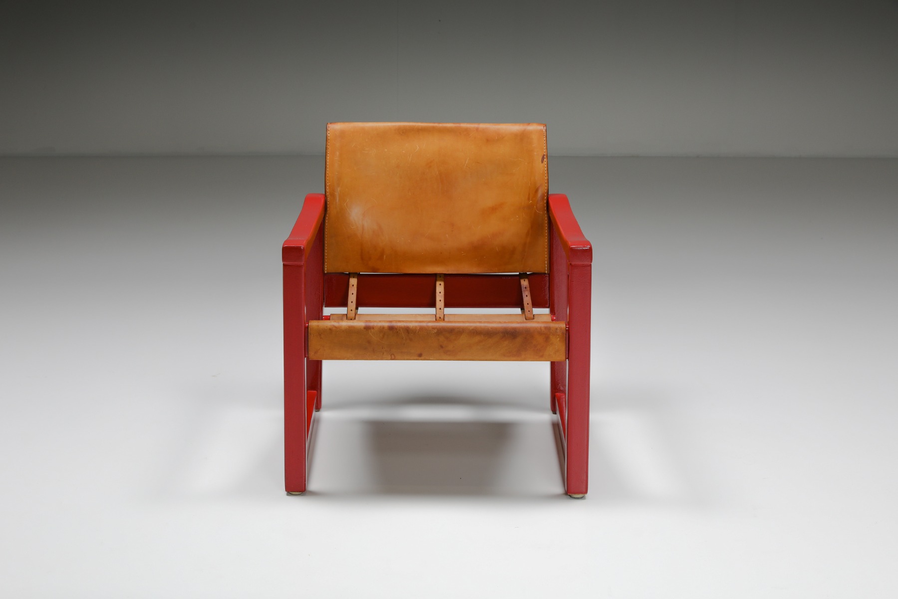 Set of Cognac Leather Karin Mobring Safari Chair Model Diana by Ikea in Sweden - 1970's