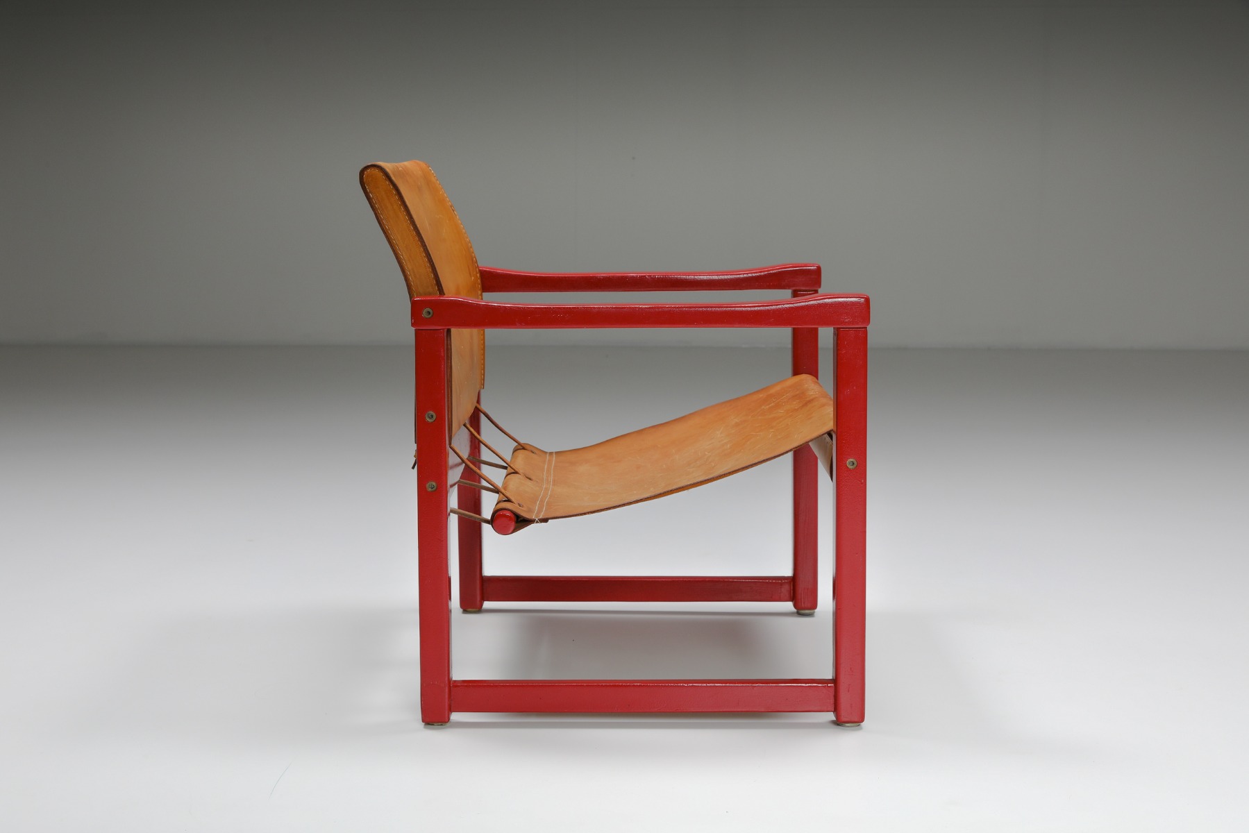 Set of Cognac Leather Karin Mobring Safari Chair Model Diana by Ikea in Sweden - 1970's