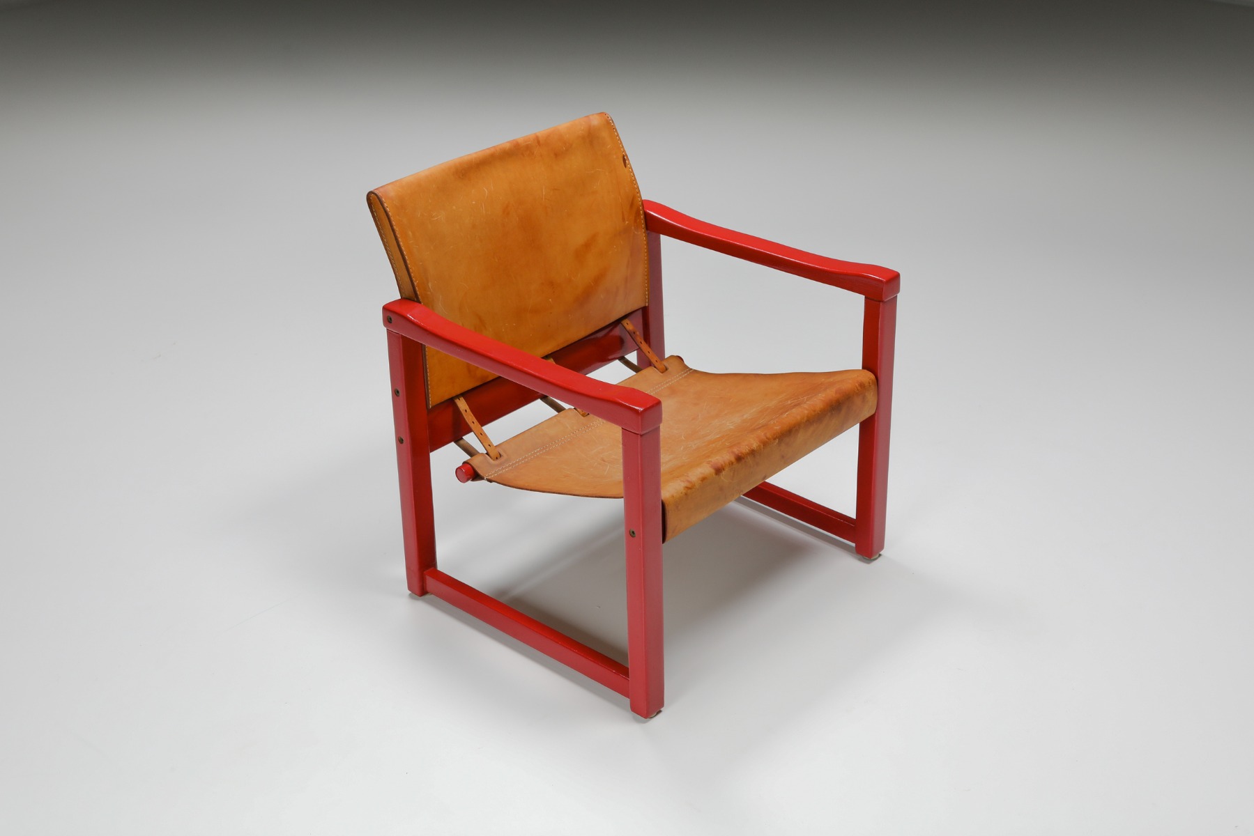 Set of Cognac Leather Karin Mobring Safari Chair Model Diana by Ikea in Sweden - 1970's