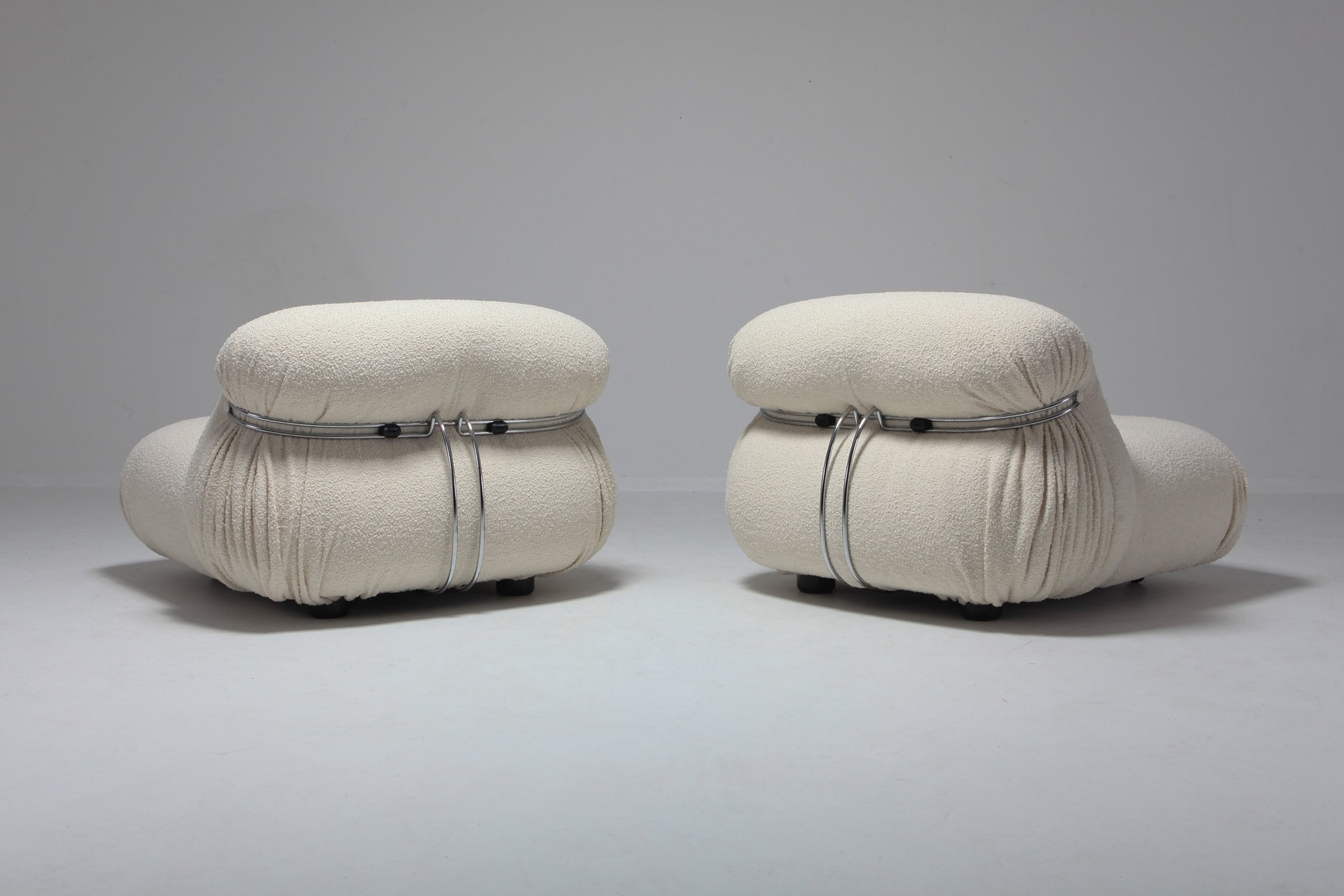 Cassina 'Soriana' Lounge Chair by Afra and Tobia Scarpa in Bouclé Wool - 1970s