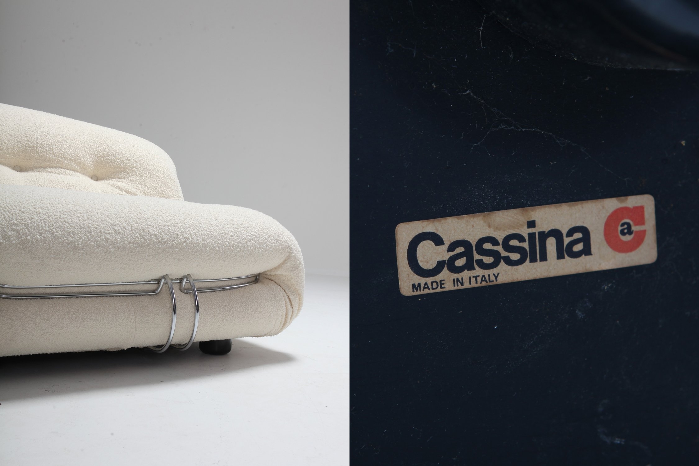 Cassina 'Soriana' Lounge Chair by Afra and Tobia Scarpa in Bouclé Wool - 1970s