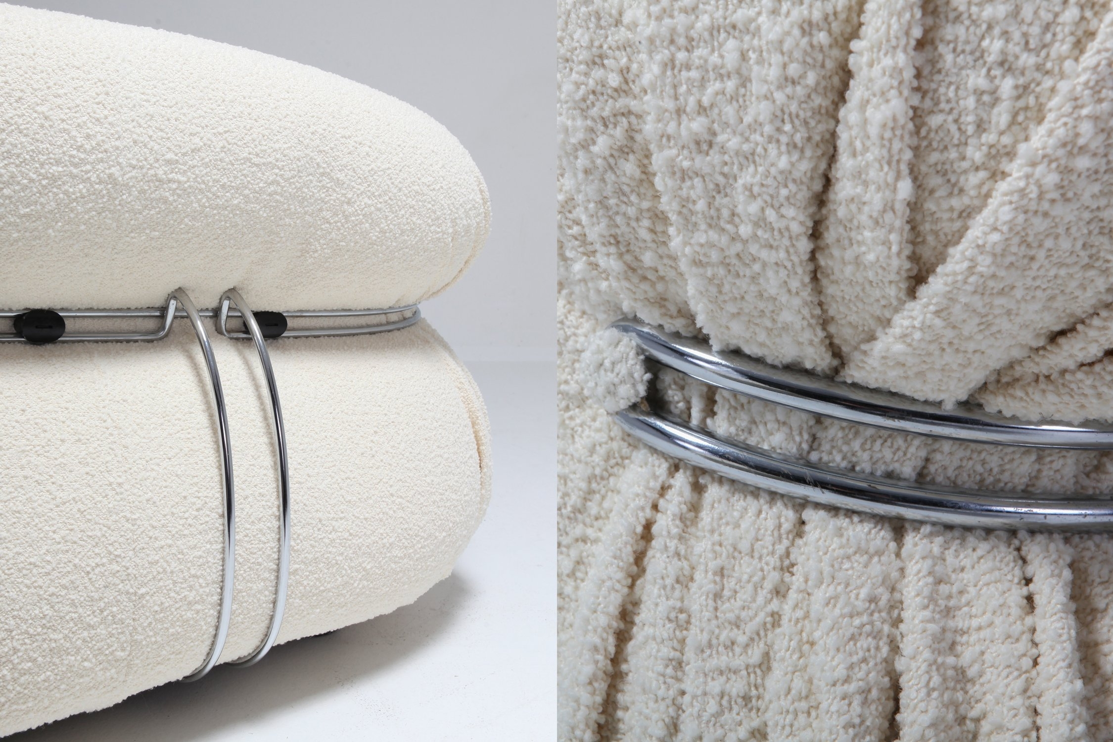 Cassina 'Soriana' Lounge Chair by Afra and Tobia Scarpa in Bouclé Wool - 1970s