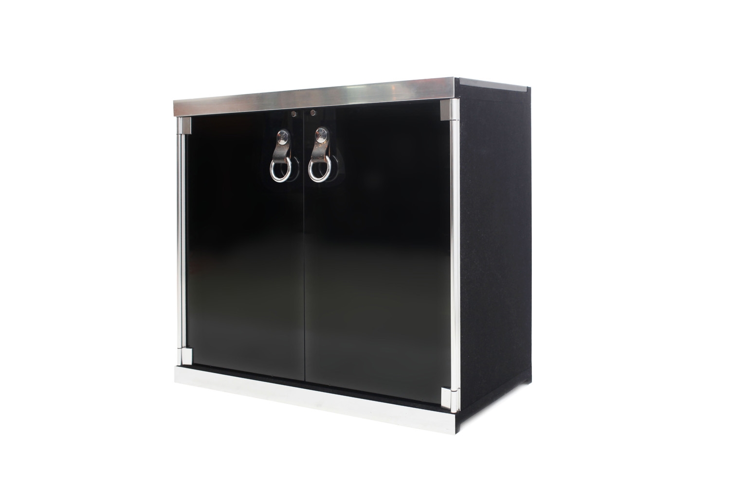 Black Chrome Italian Commode, Guido Faleschini - 1970s