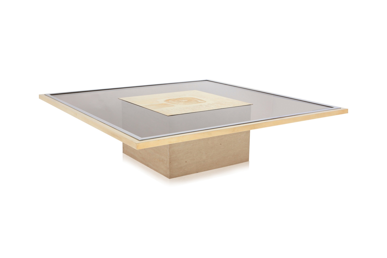 Brass Etched Coffee Table, George Matthias -1970s