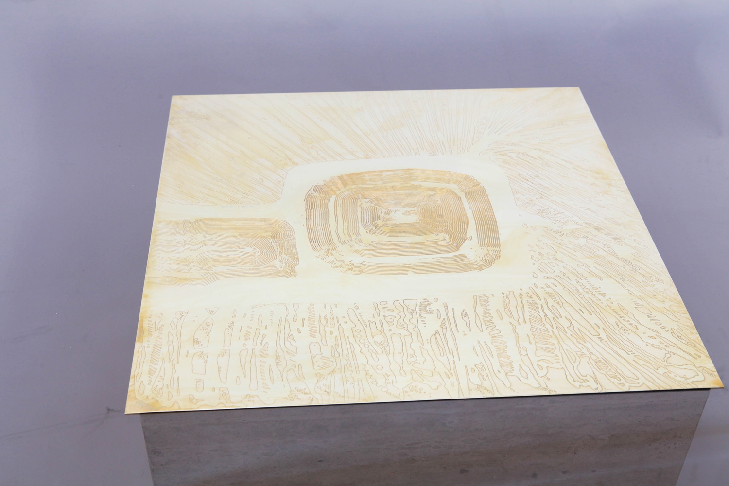 Brass Etched Coffee Table, George Matthias -1970s