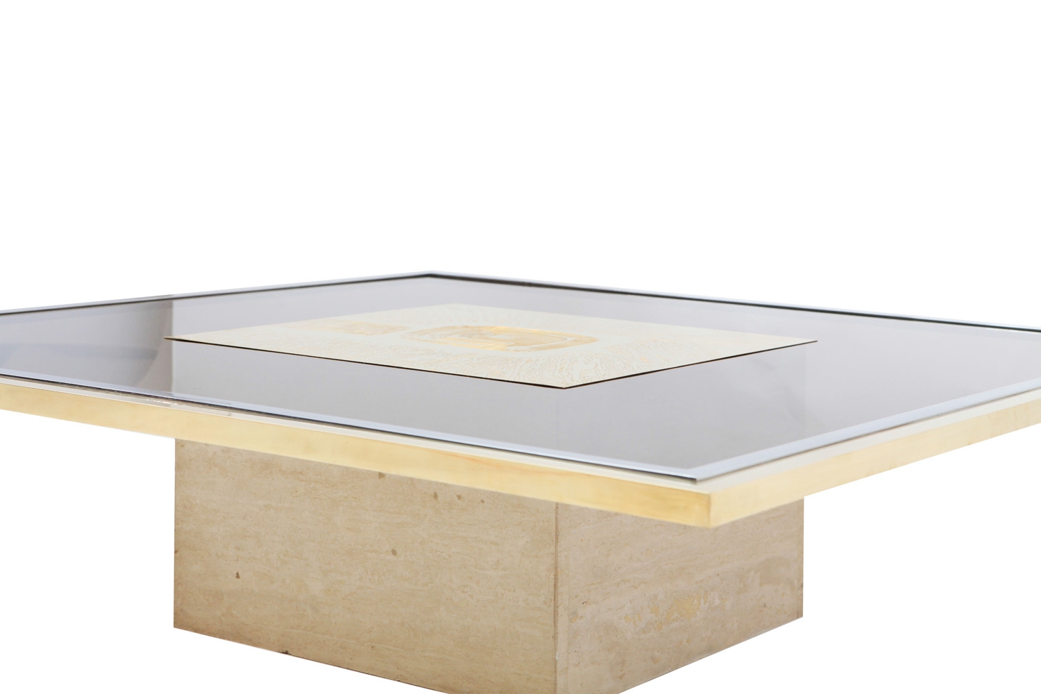 Brass Etched Coffee Table, George Matthias -1970s