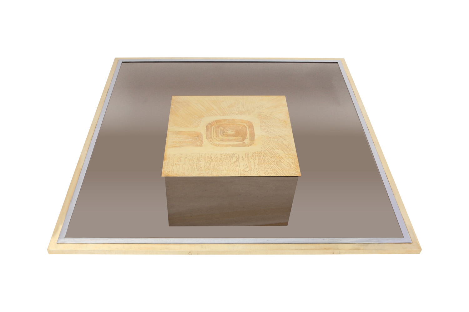 Brass Etched Coffee Table, George Matthias -1970s