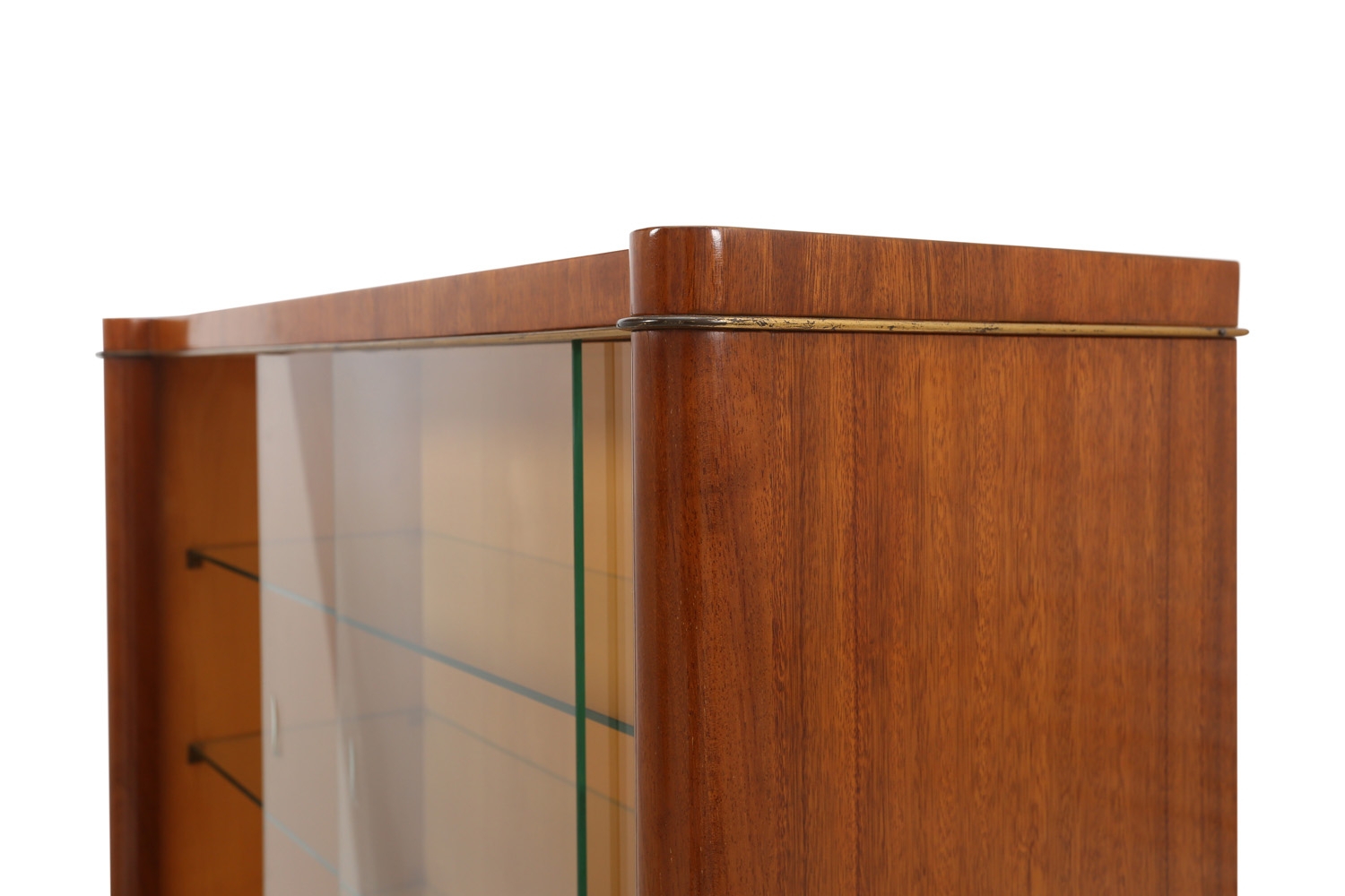 Mahogany Art Deco Vitrine Cabinet, De Coene Frères - 1950s