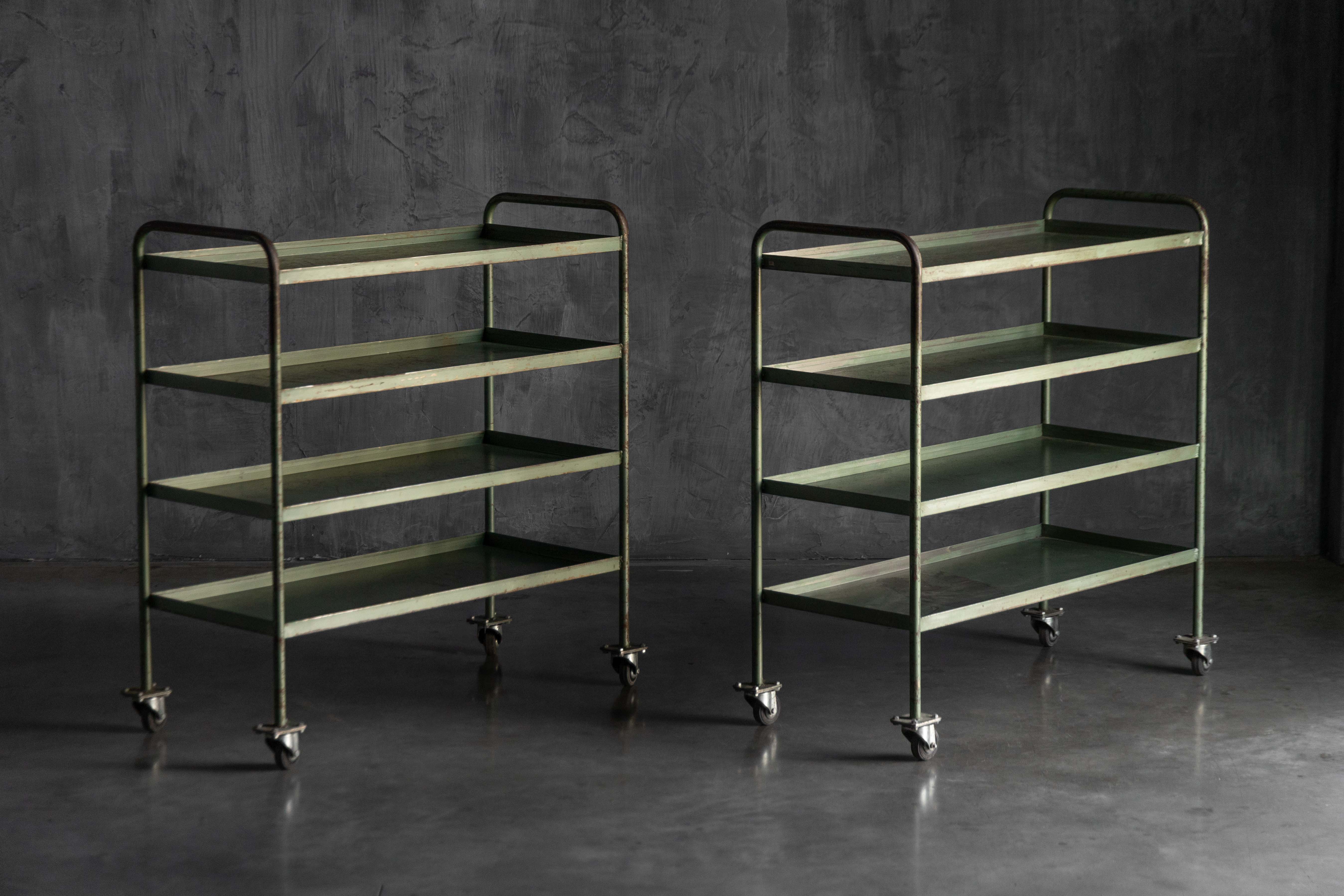 Industrial Green Painted Trolley - Mid-20th Century