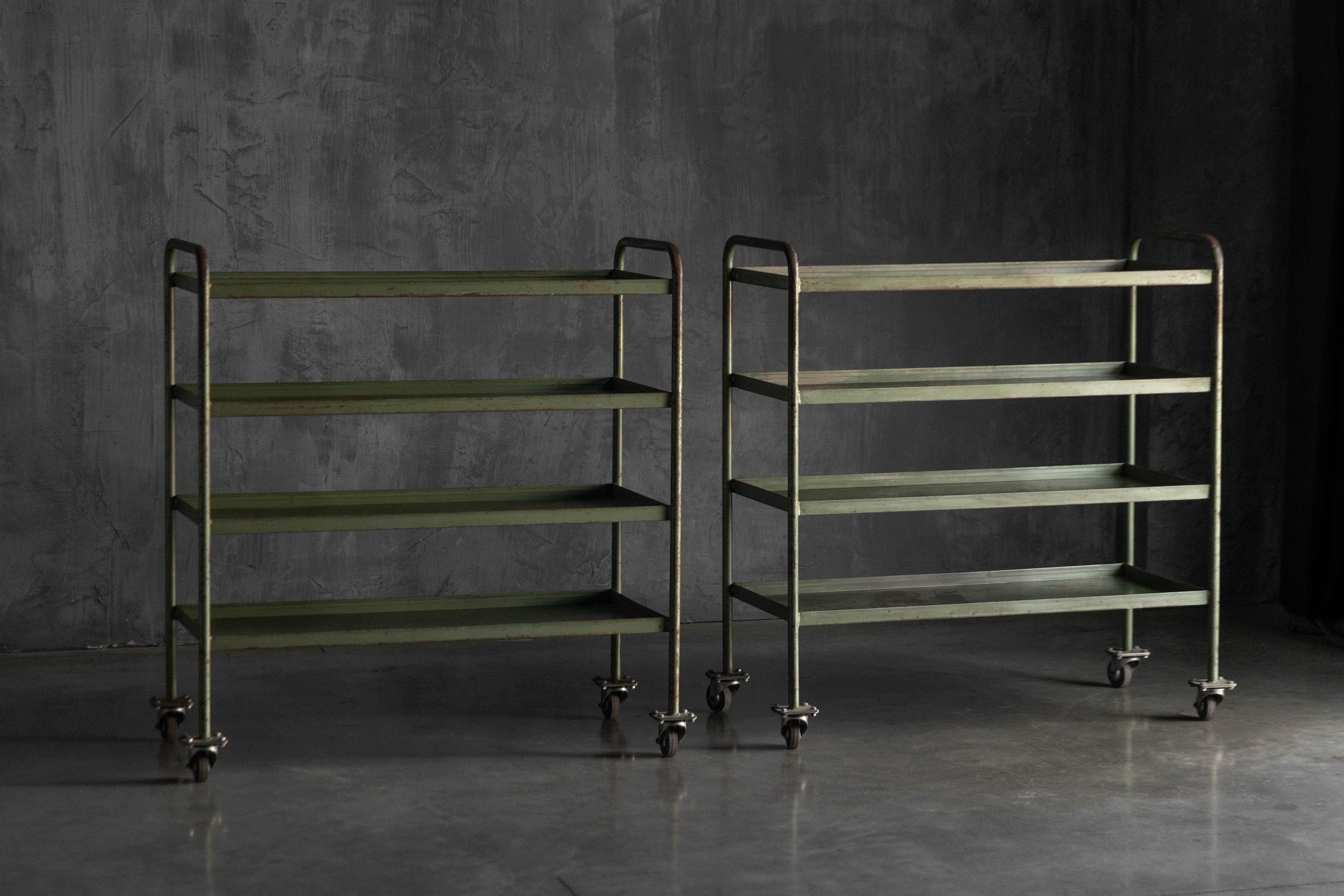 Industrial Green Painted Trolley - Mid-20th Century