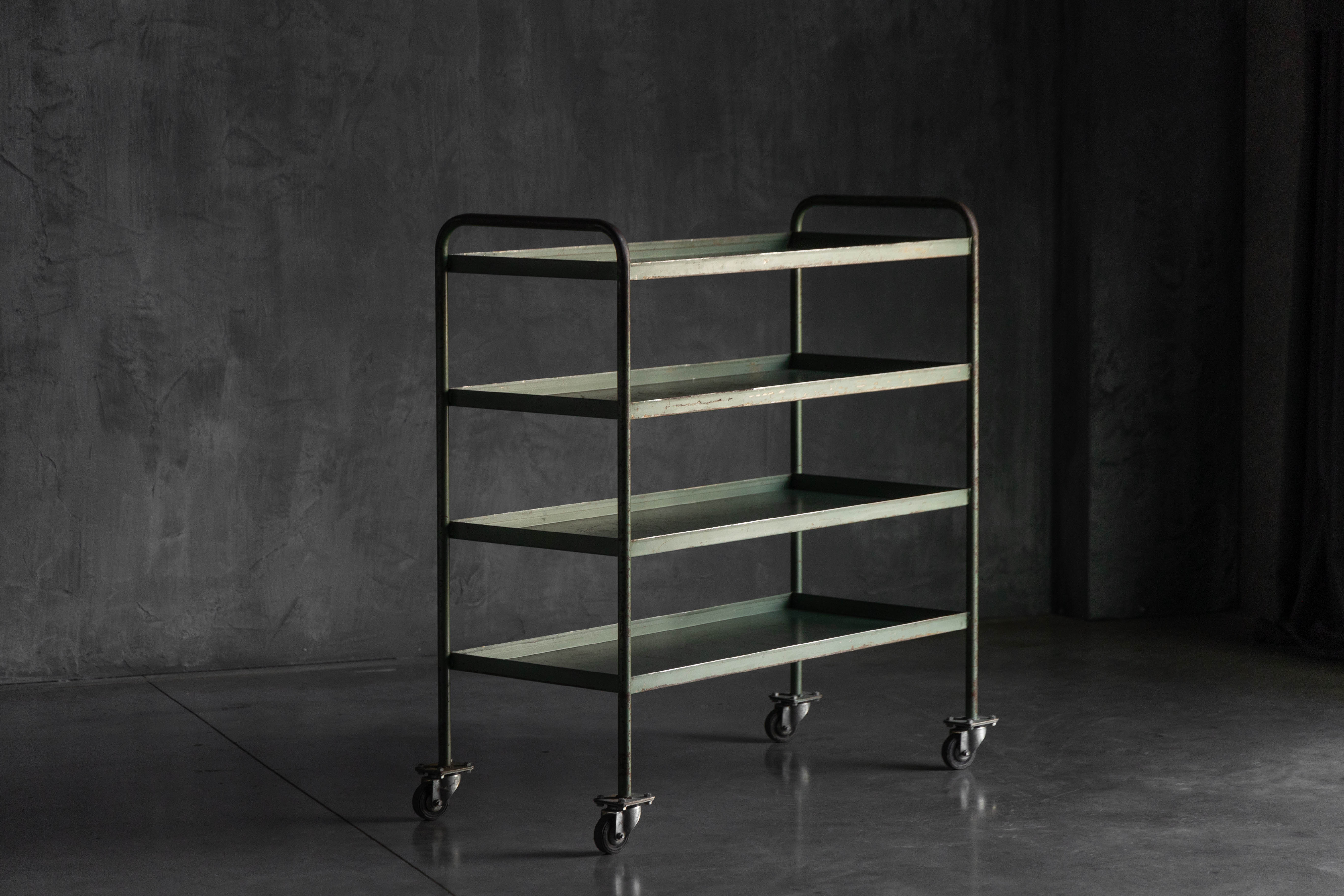 Industrial Green Painted Trolley - Mid-20th Century
