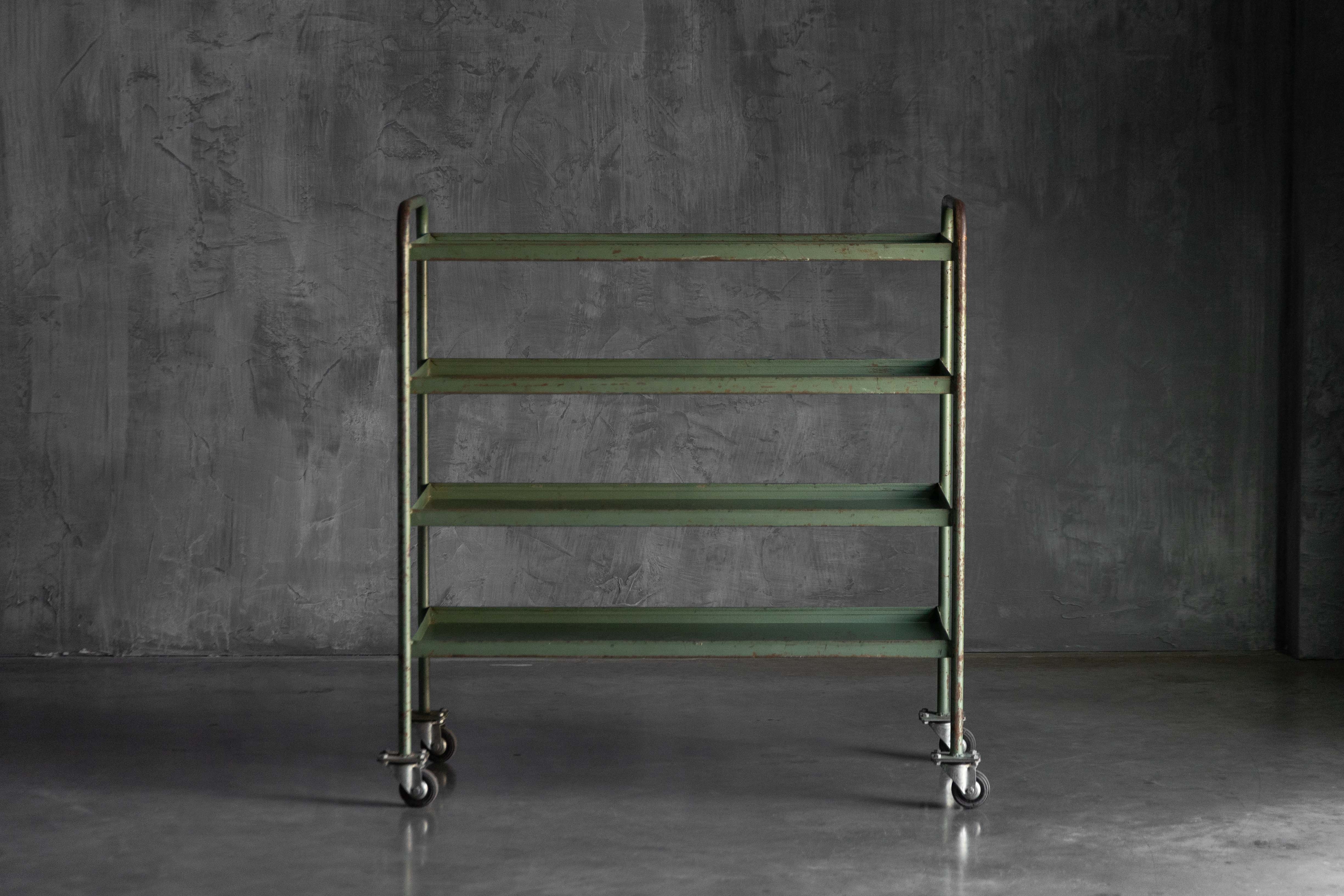 Industrial Green Painted Trolley - Mid-20th Century