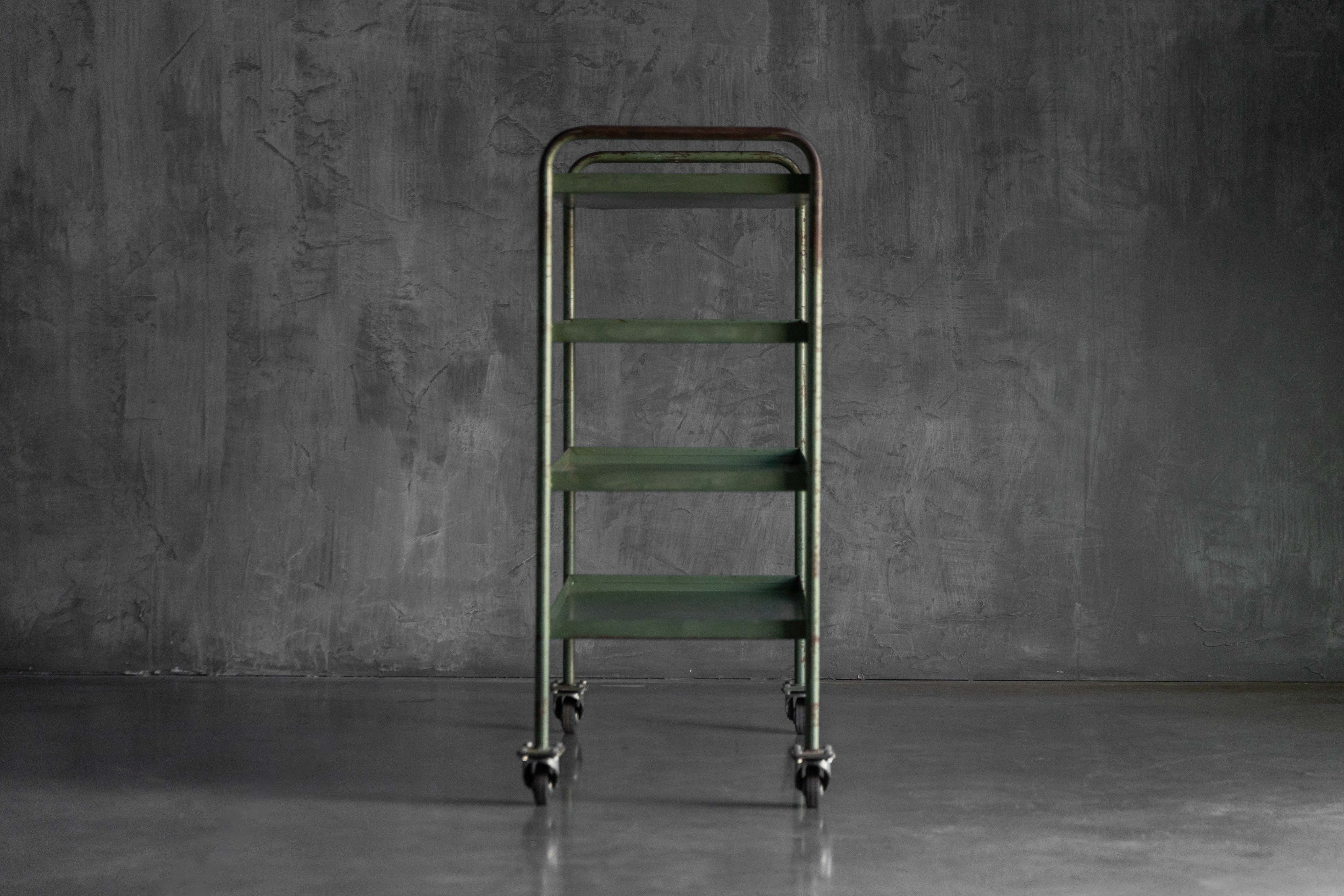 Industrial Green Painted Trolley - Mid-20th Century