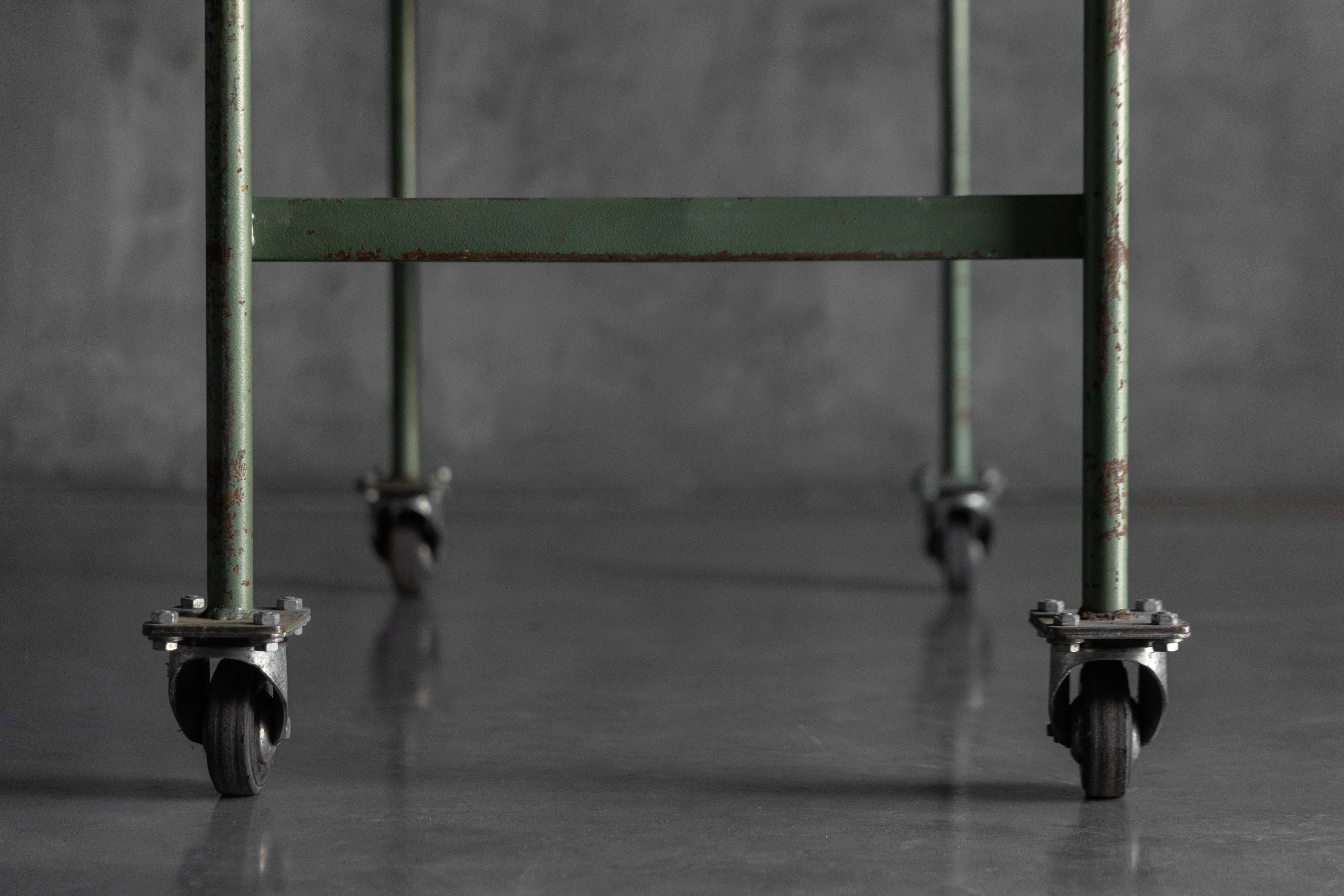 Industrial Green Painted Trolley - Mid-20th Century