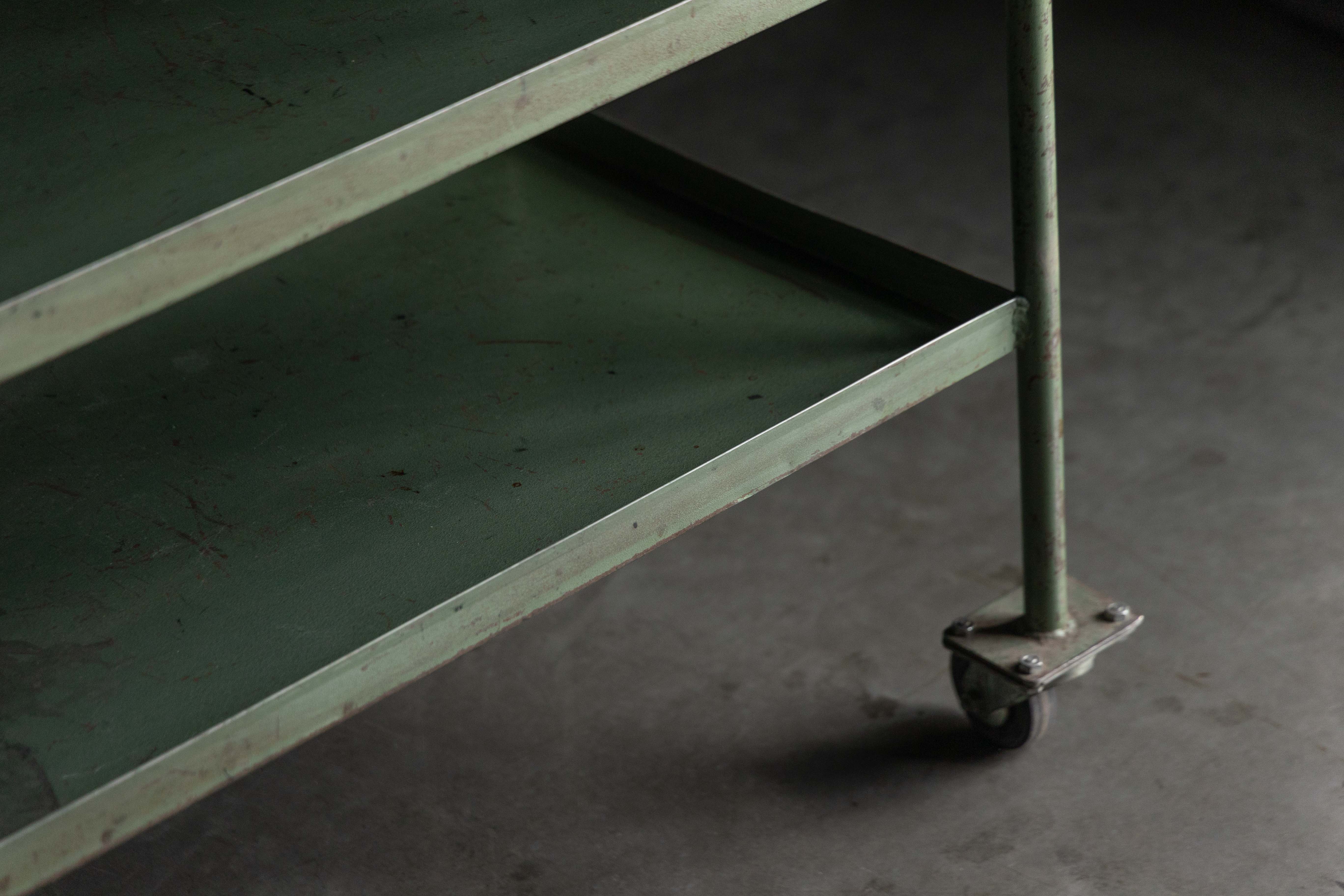 Industrial Green Painted Trolley - Mid-20th Century
