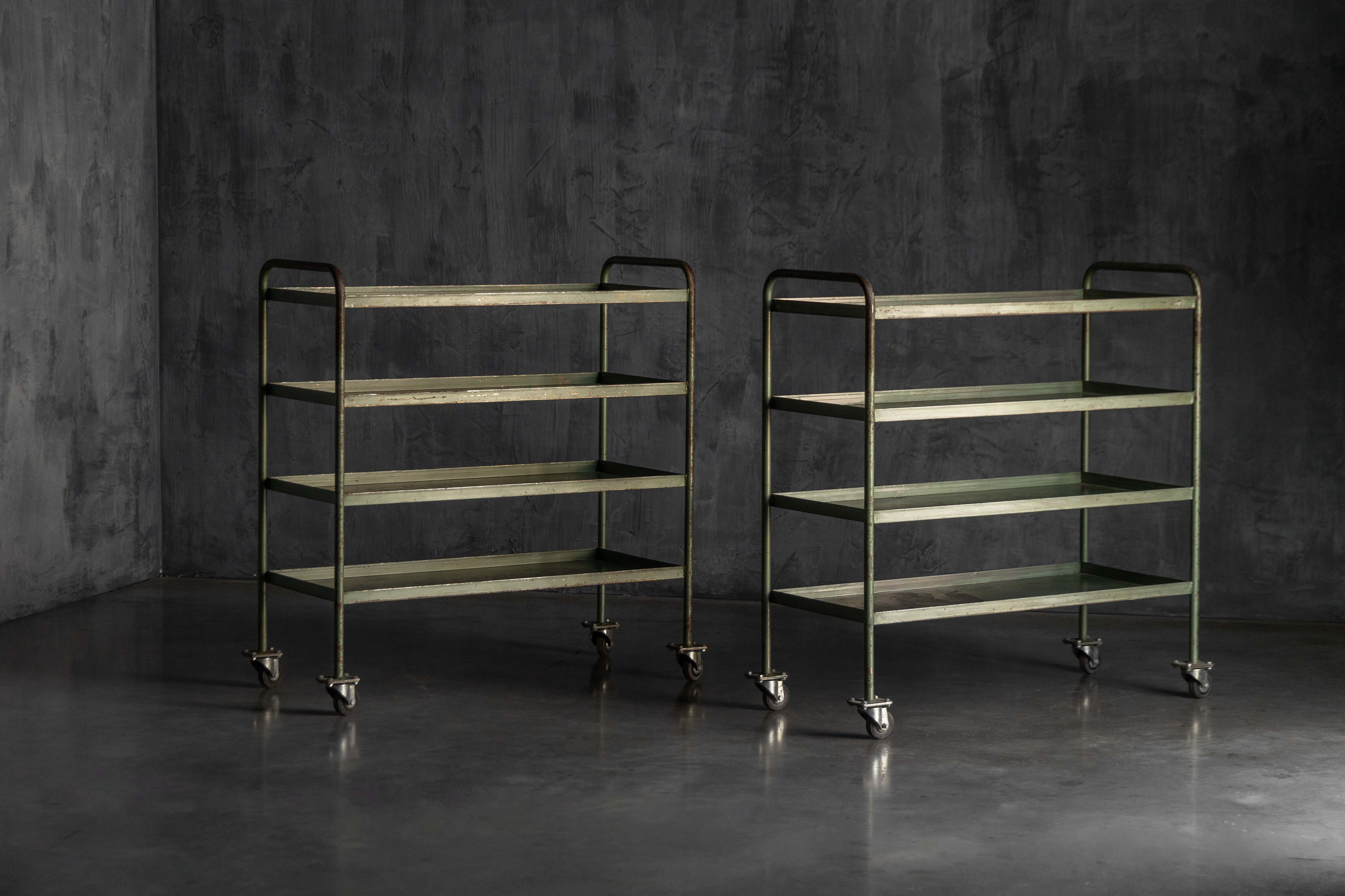 Industrial Green Painted Trolley - Mid-20th Century