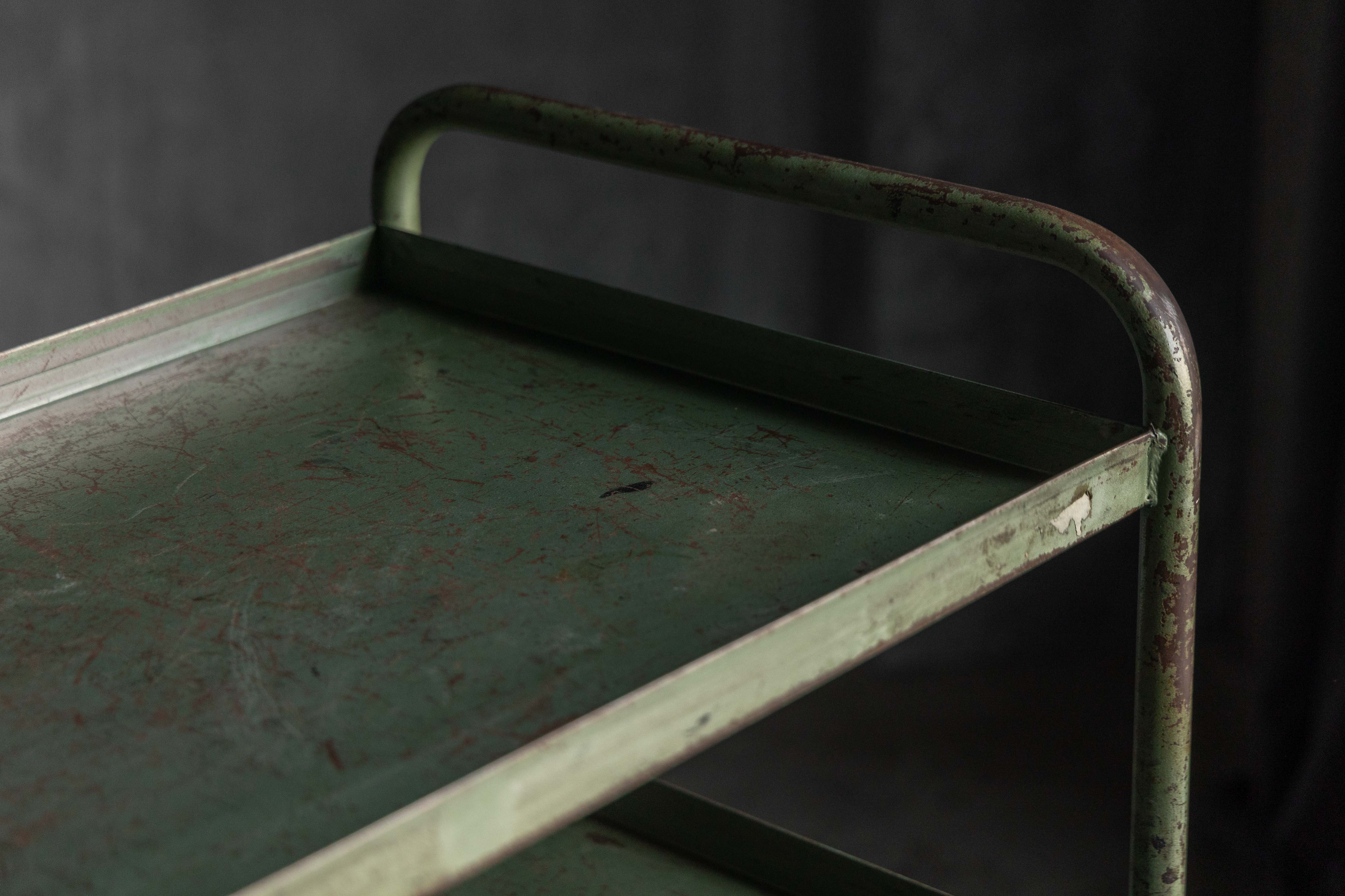 Industrial Green Painted Trolley - Mid-20th Century