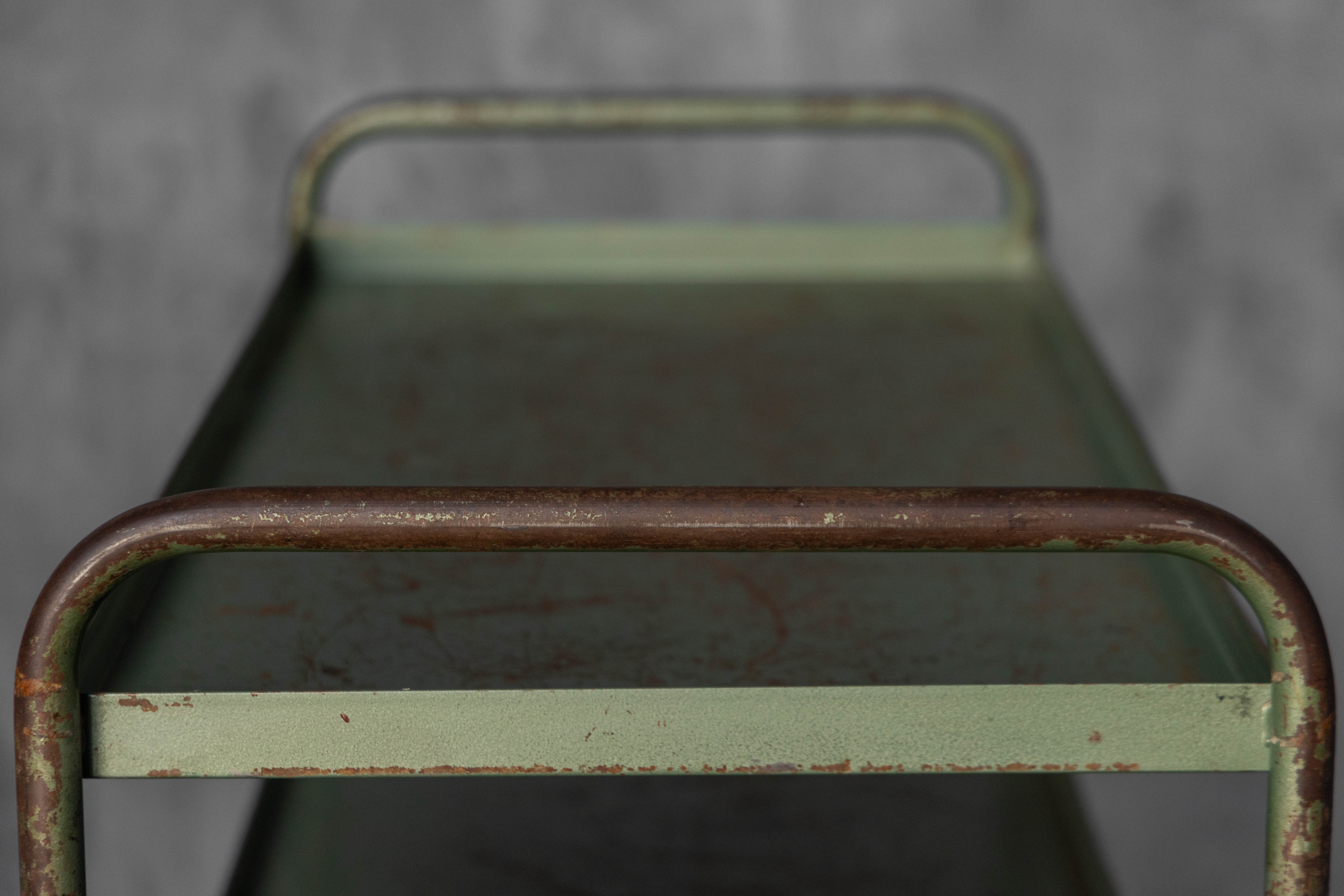 Industrial Green Painted Trolley - Mid-20th Century