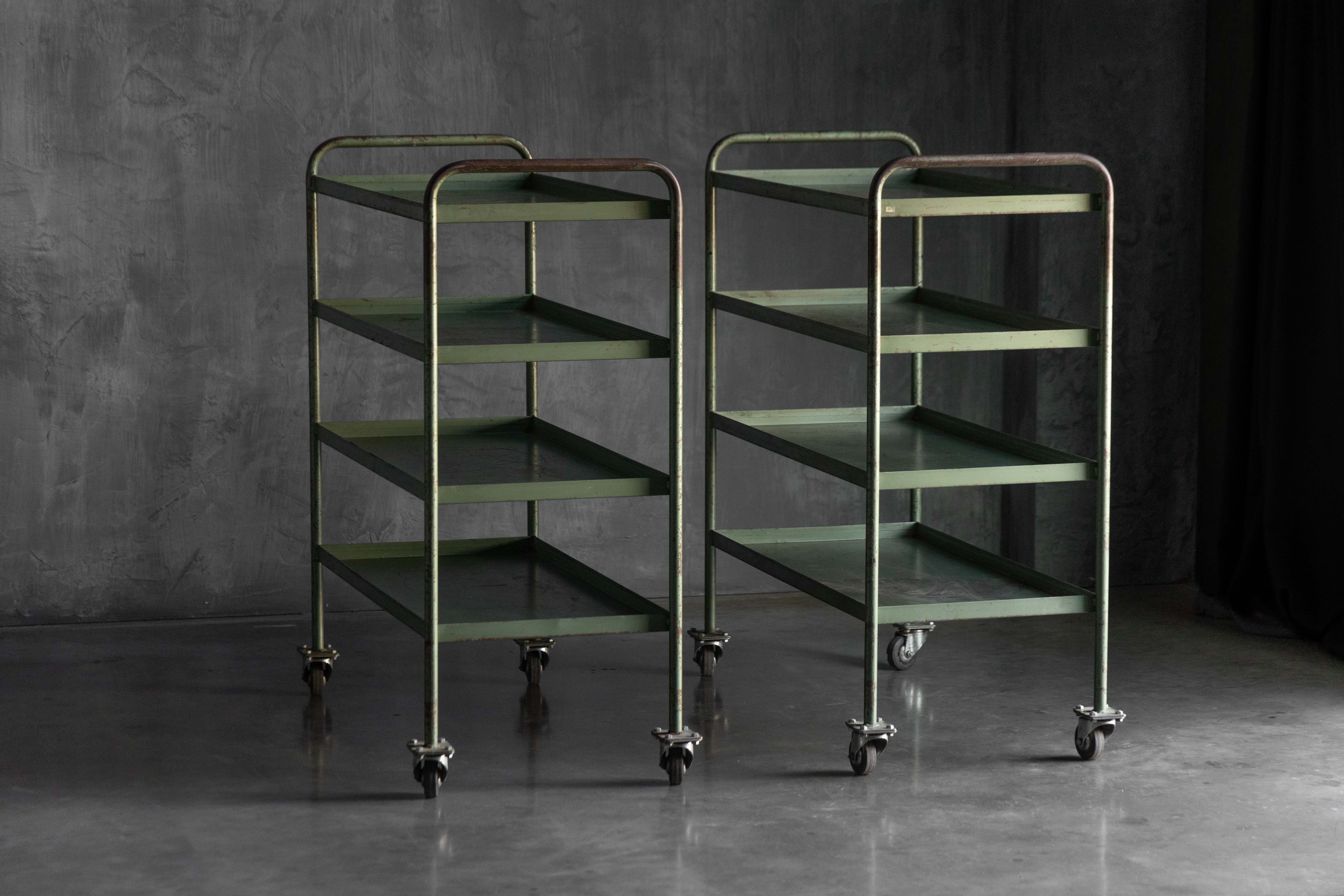 Industrial Green Painted Trolley - Mid-20th Century