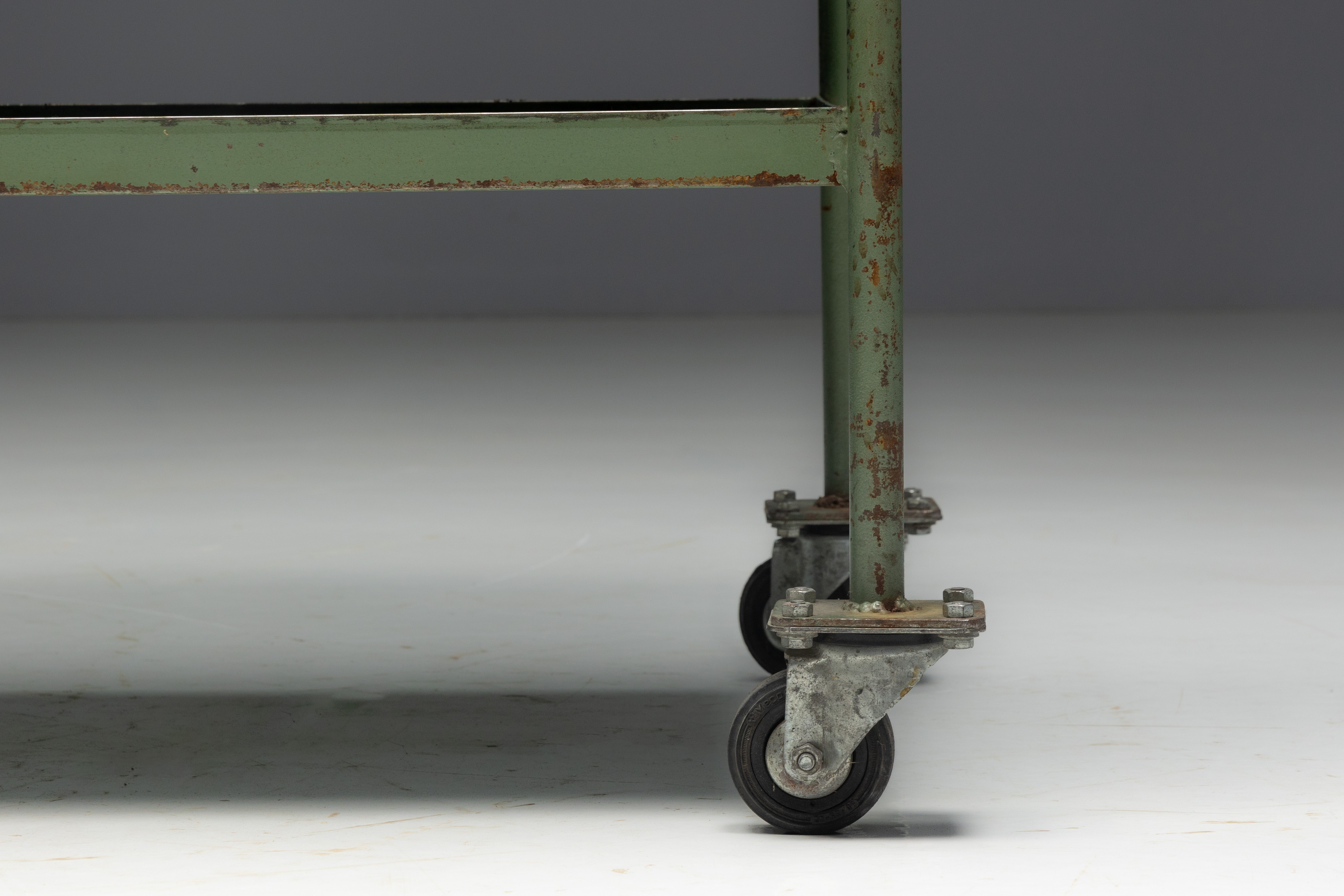 Industrial Green Painted Trolley - Mid-20th Century