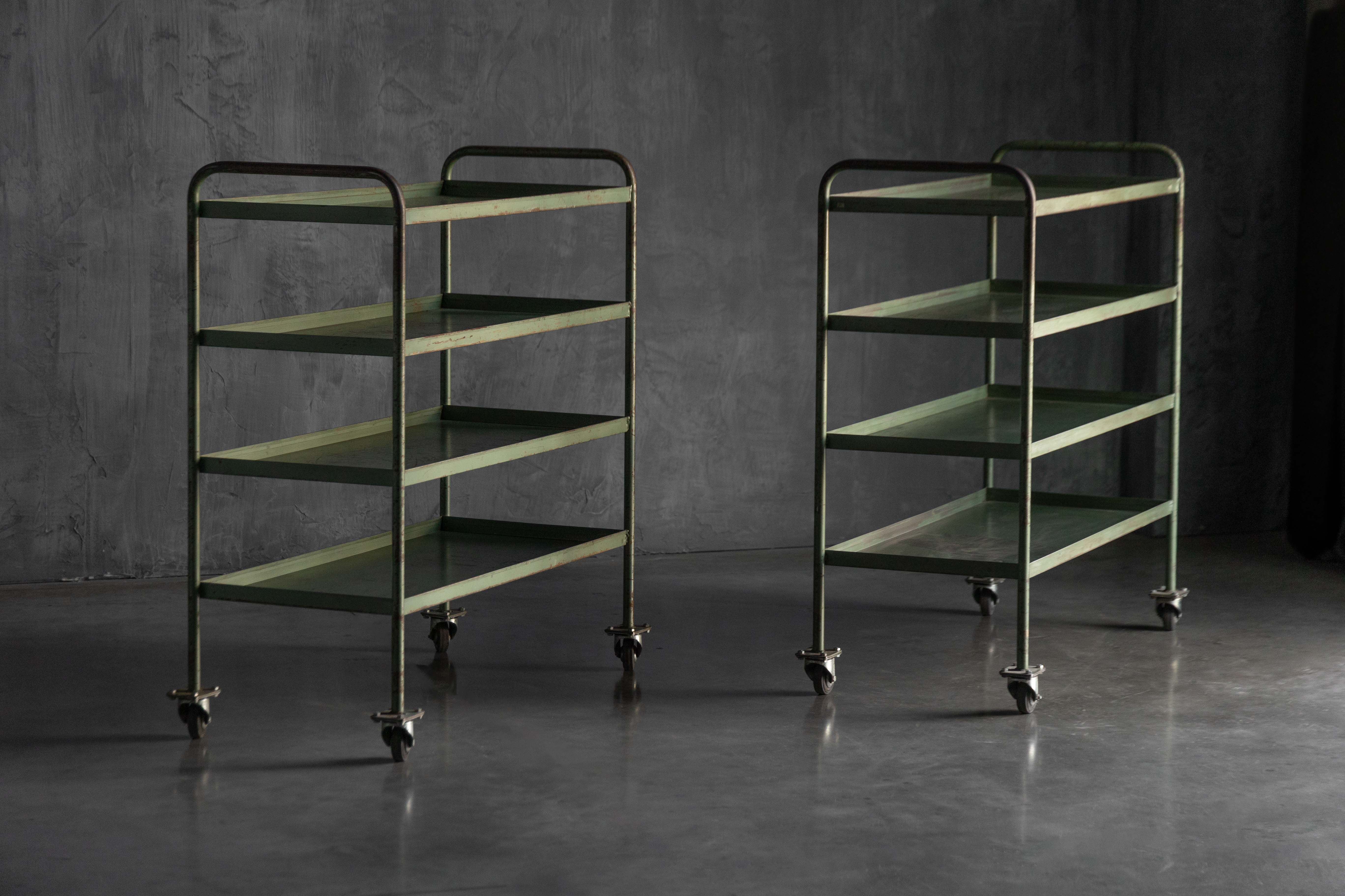 Industrial Green Painted Trolley - Mid-20th Century