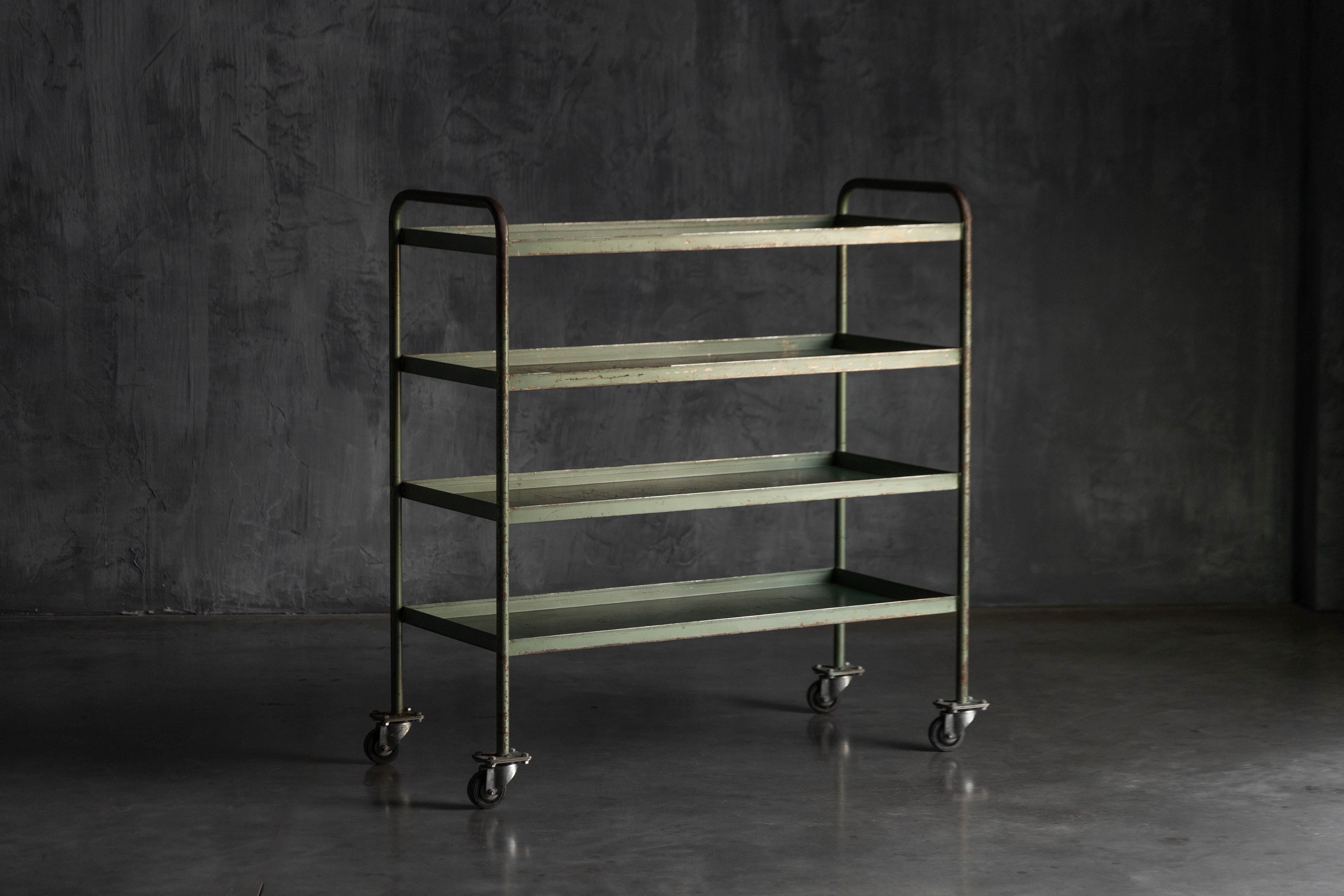 Industrial Green Painted Trolley - Mid-20th Century