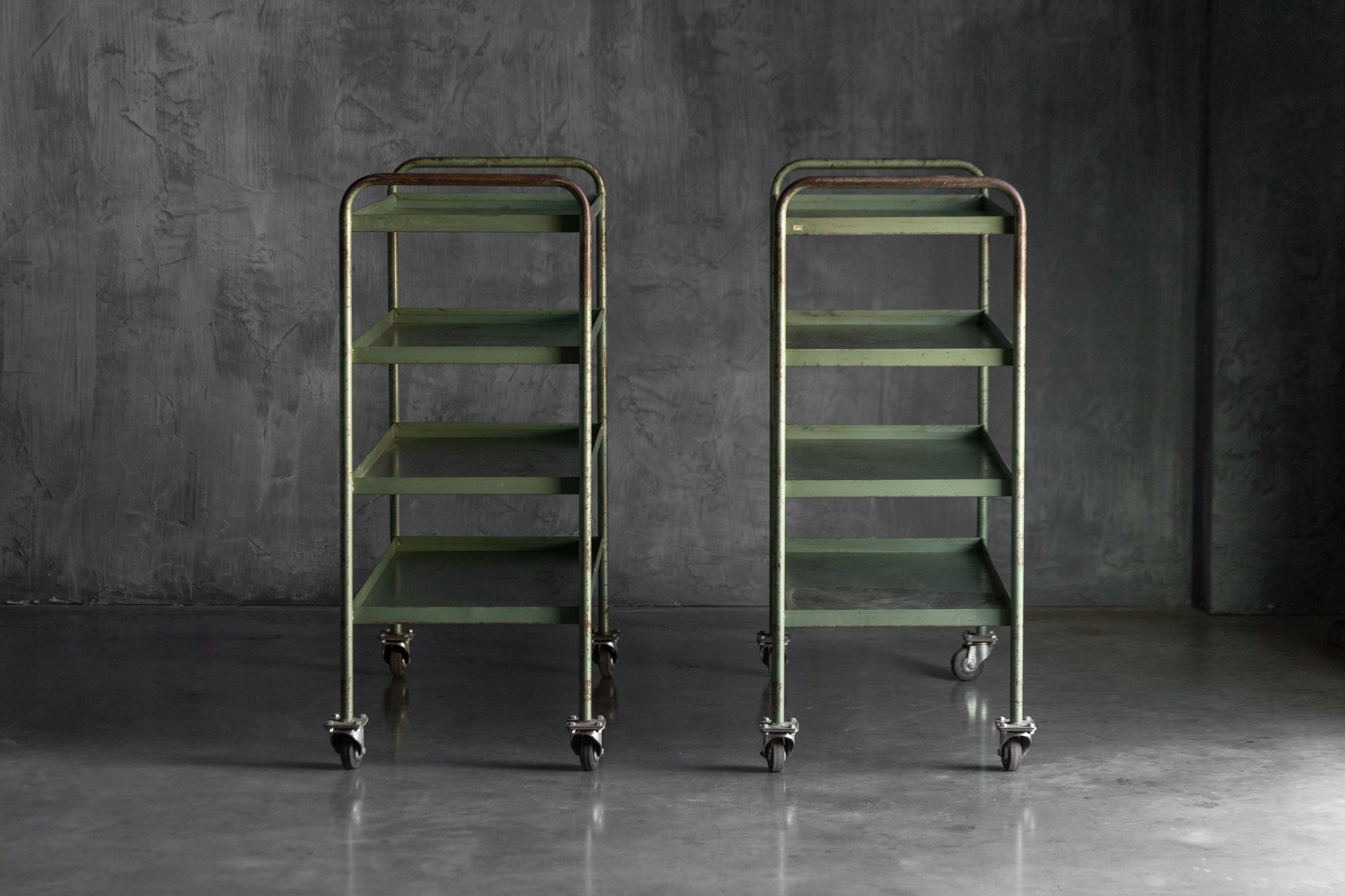 Industrial Green Painted Trolley - Mid-20th Century