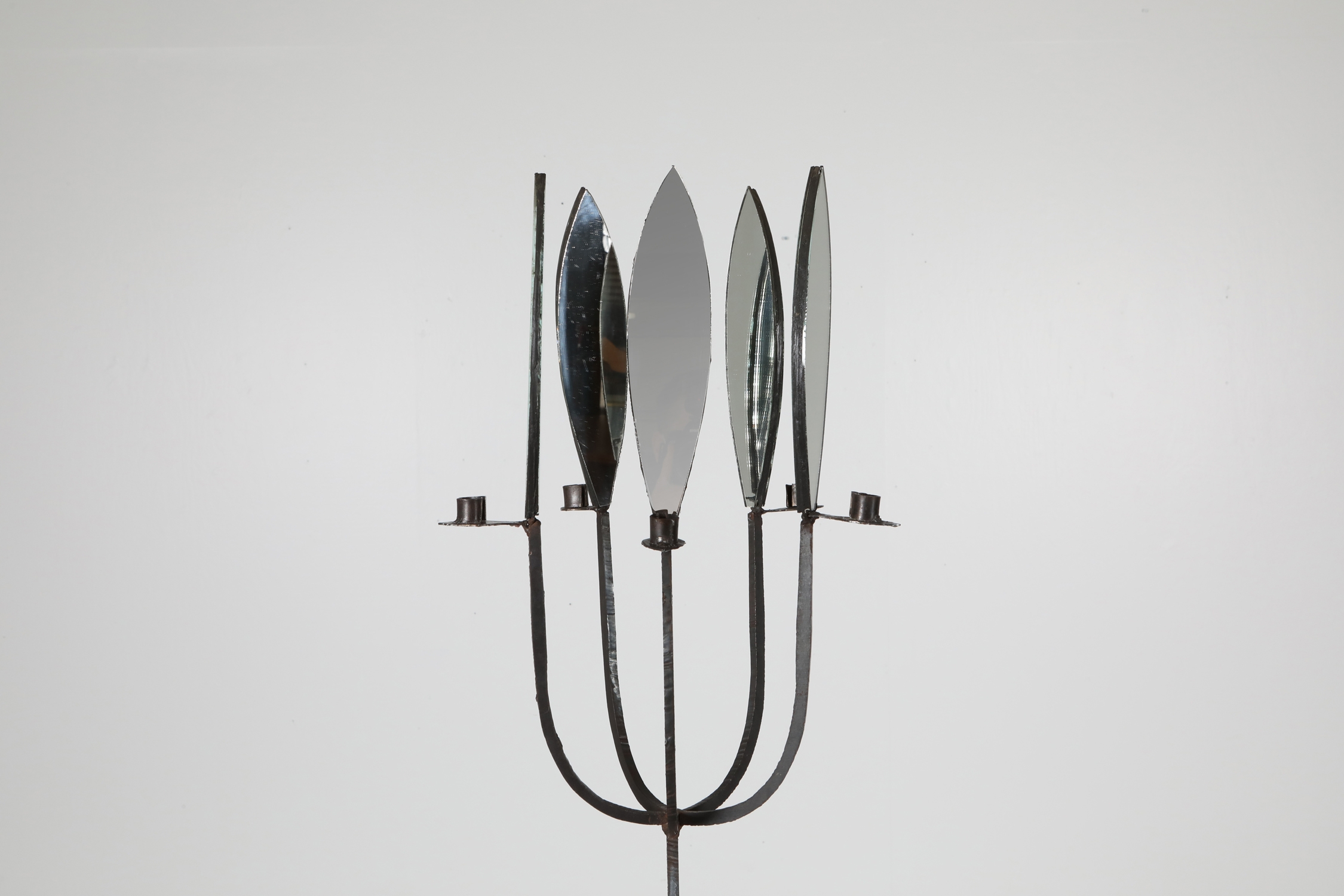 Brutalist Pair of Candelabras with Mirrors - 1970's