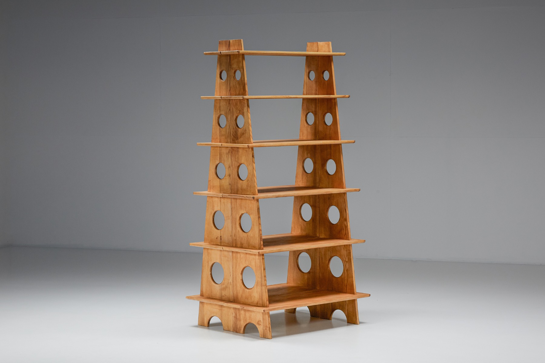 Italian Design Bookshelves In Solid Elm - 1970's