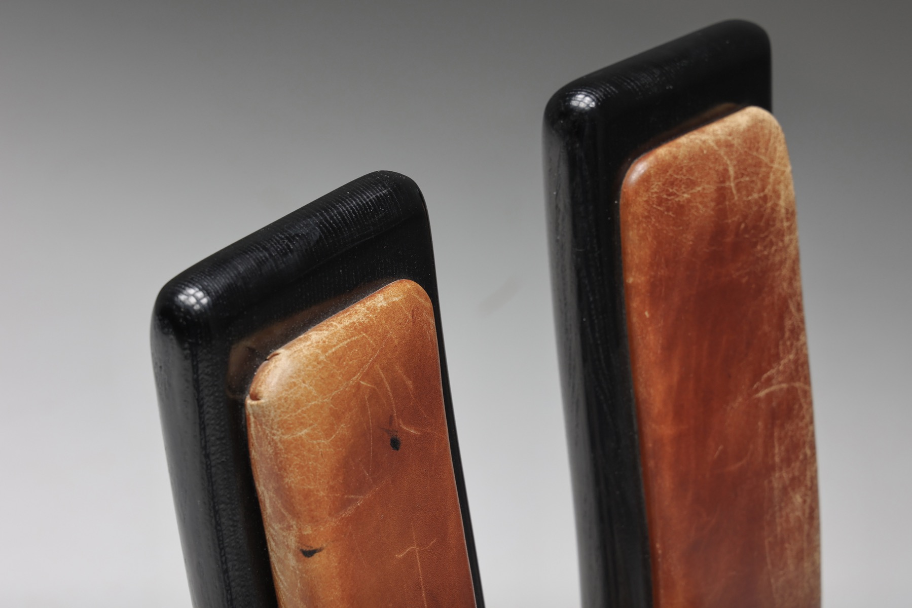 Italian Cognac Leather Dining Chairs - 1980's
