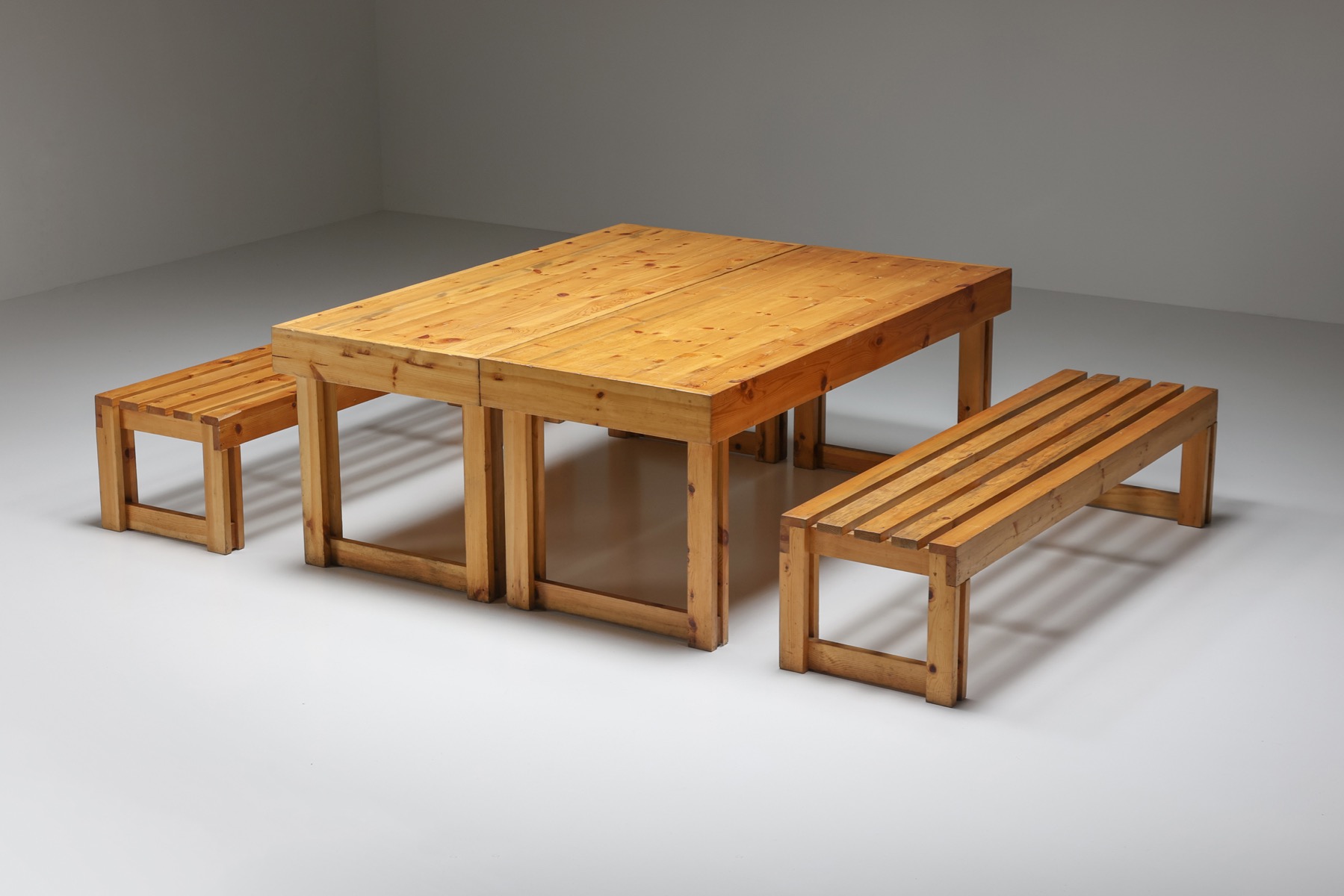 Italian Vineyard Pine Bench and Table Set - 1960's
