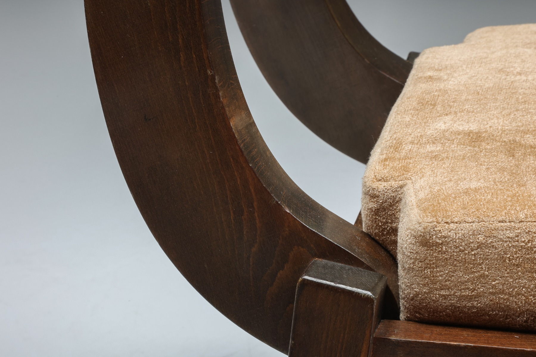  Italian Walnut & Velvet Dining Chairs in the style of Borsani - 1950's