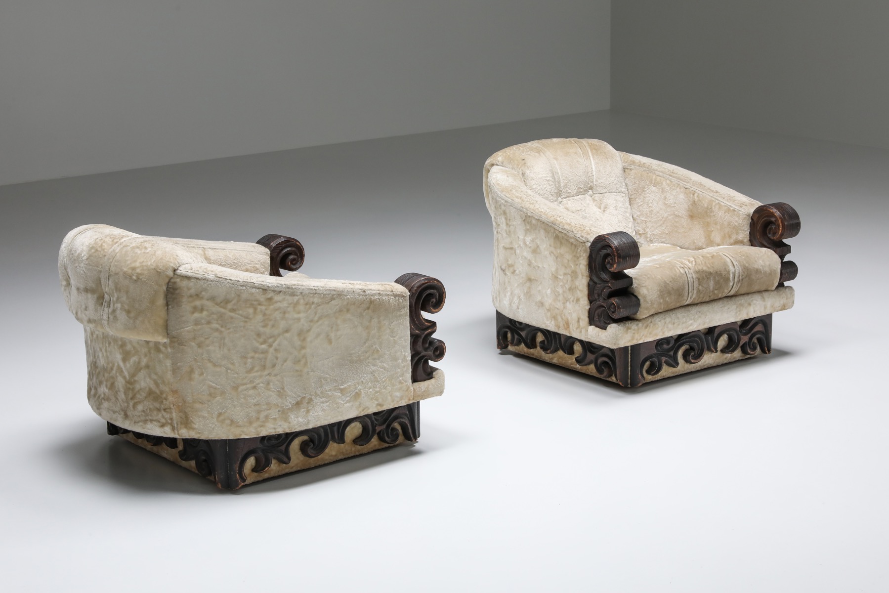 Pair of Japanoiserie Art Deco Expressionist Lounge Chairs - 1920s