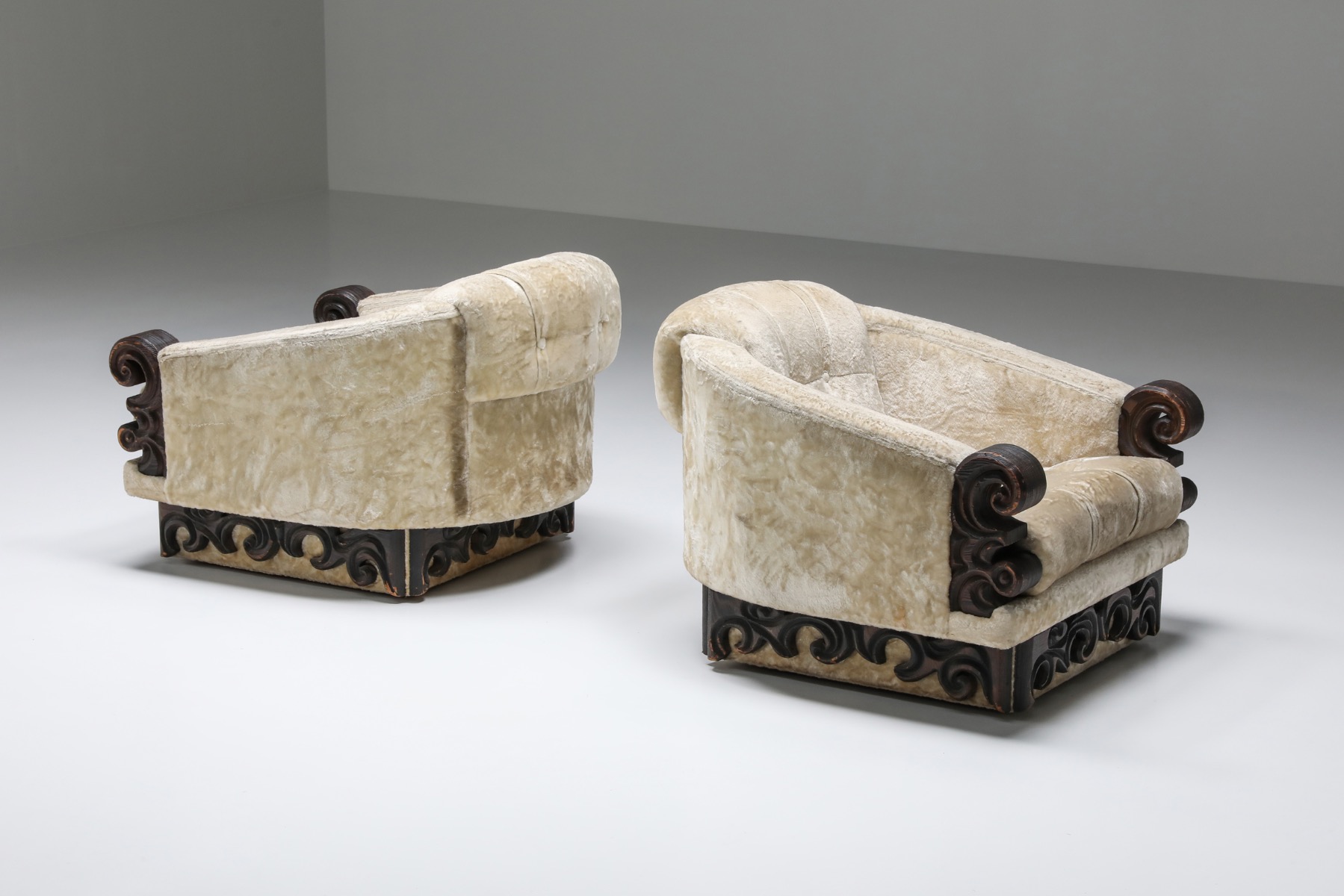 Pair of Japanoiserie Art Deco Expressionist Lounge Chairs - 1920s