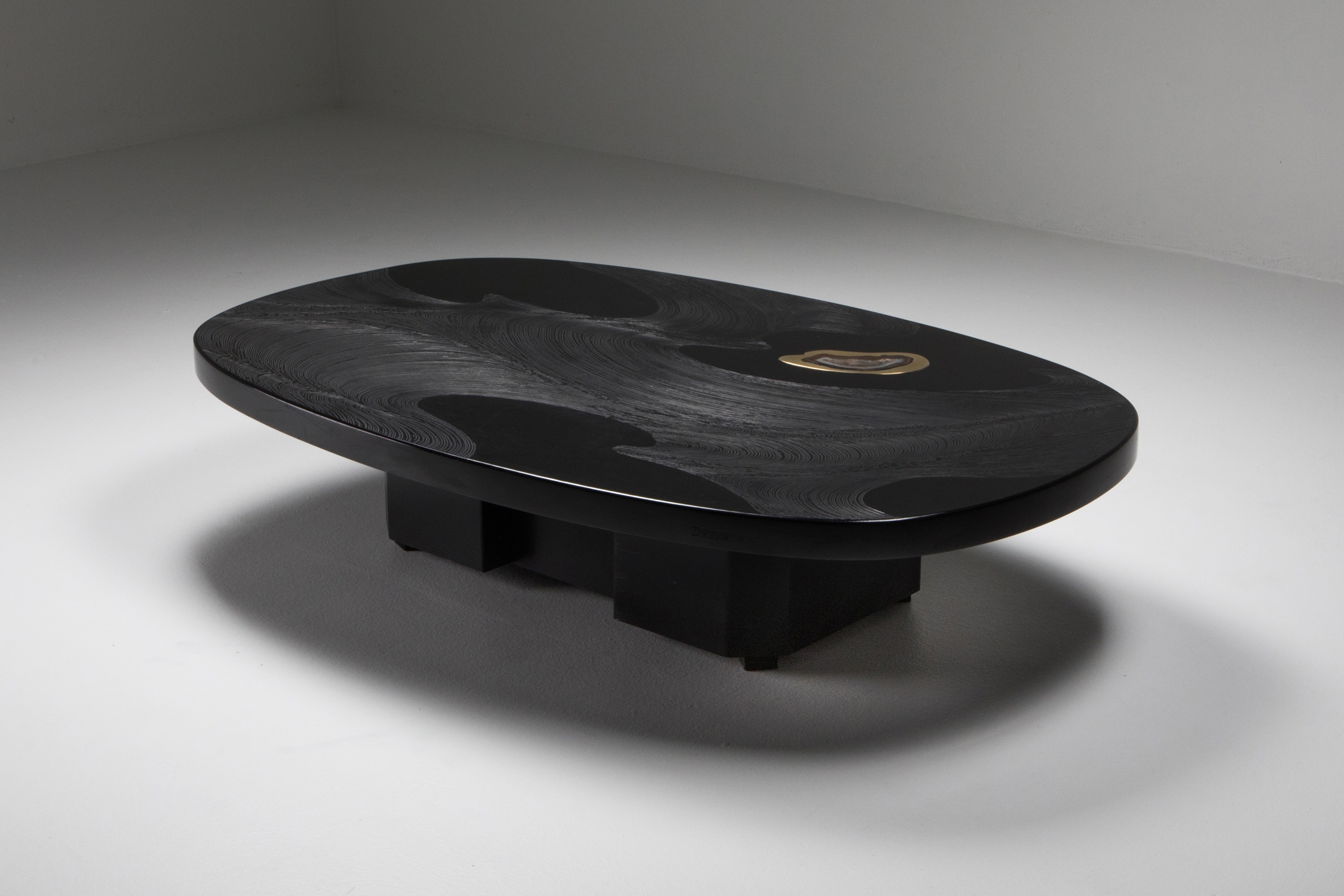Metropolitan Chic Black Resin with Agate Coffee Table by Dresse - 1980s
