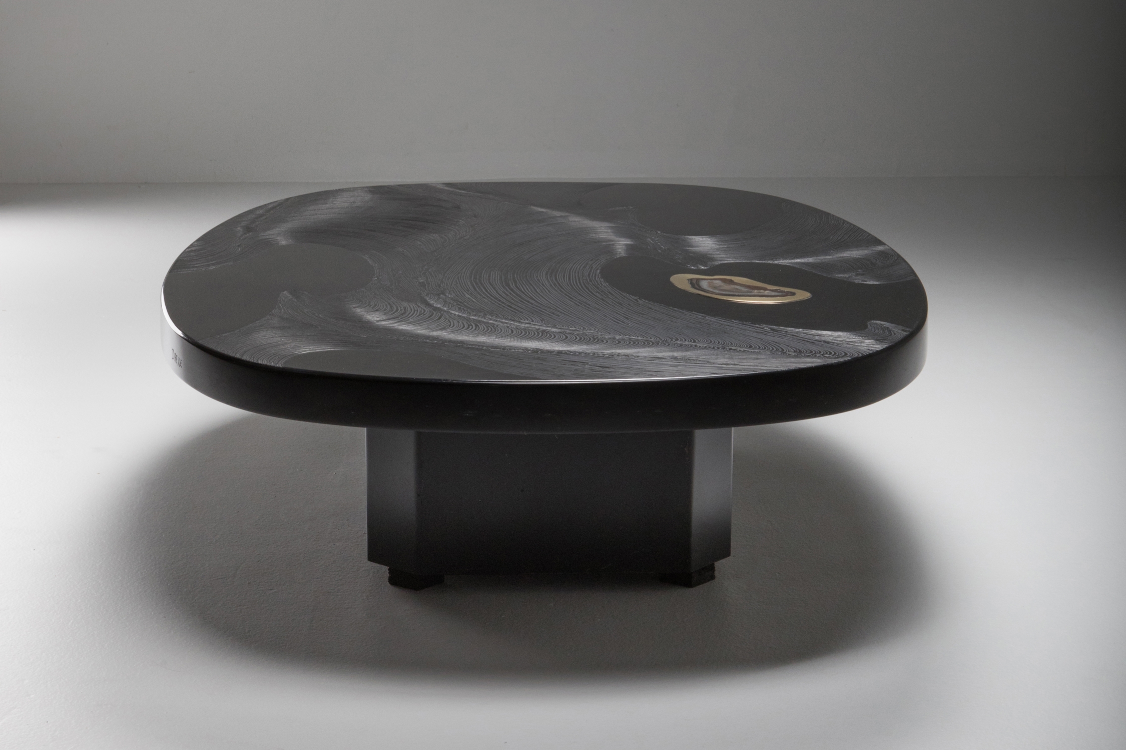 Metropolitan Chic Black Resin with Agate Coffee Table by Dresse - 1980s