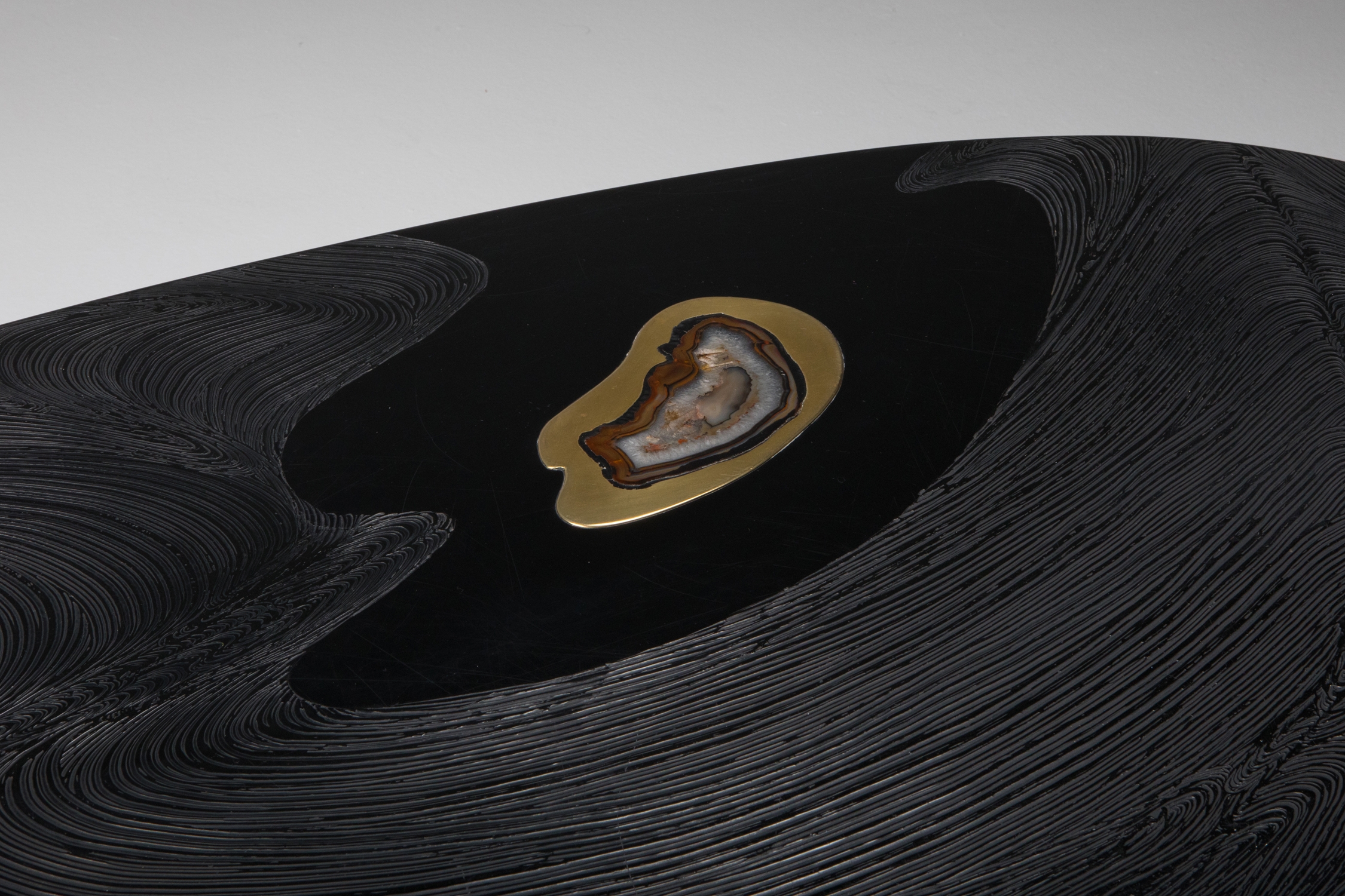 Metropolitan Chic Black Resin with Agate Coffee Table by Dresse - 1980s